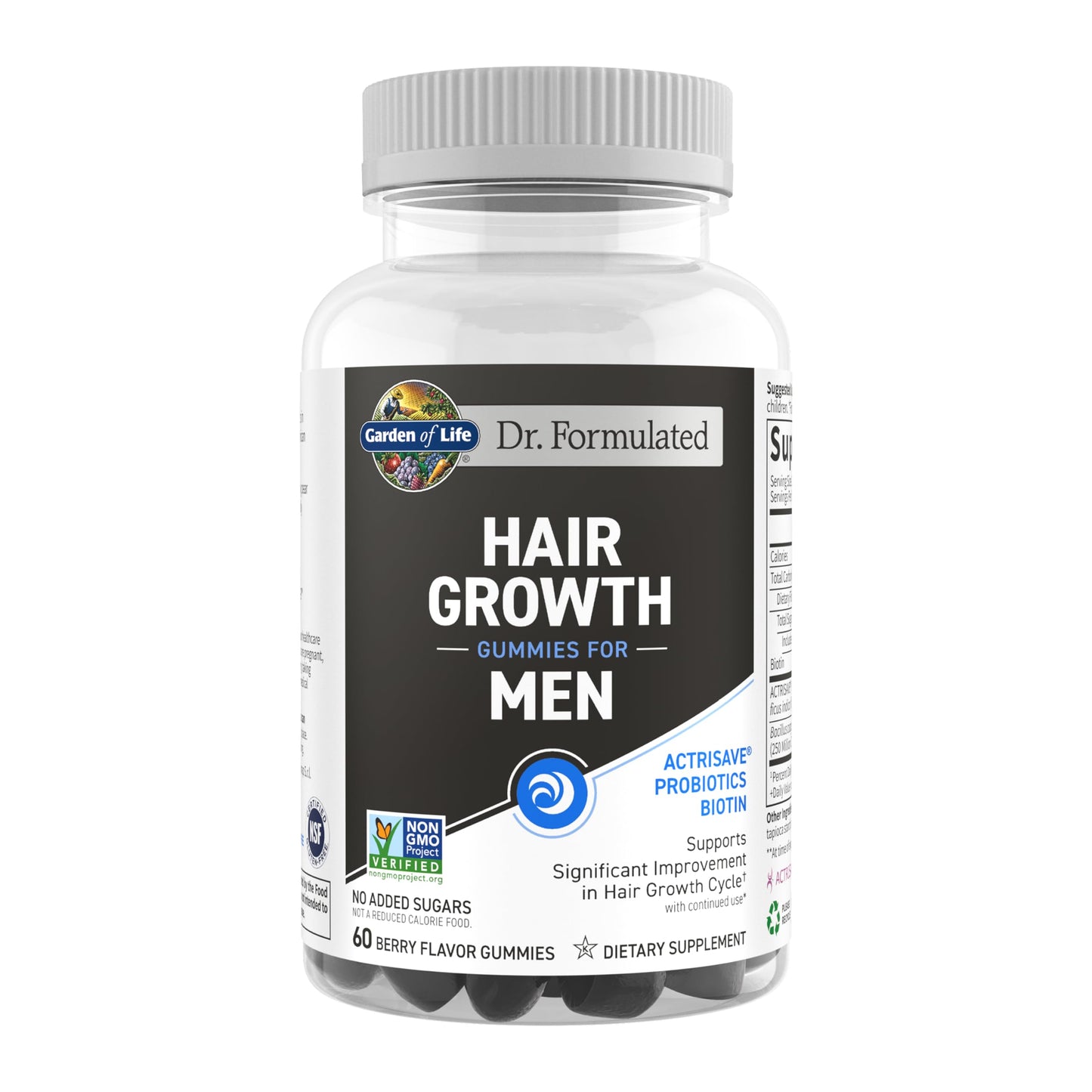 Garden of Life Dr. Formulated Hair Growth Gummies for Men – Berry Flavor, 60 Count