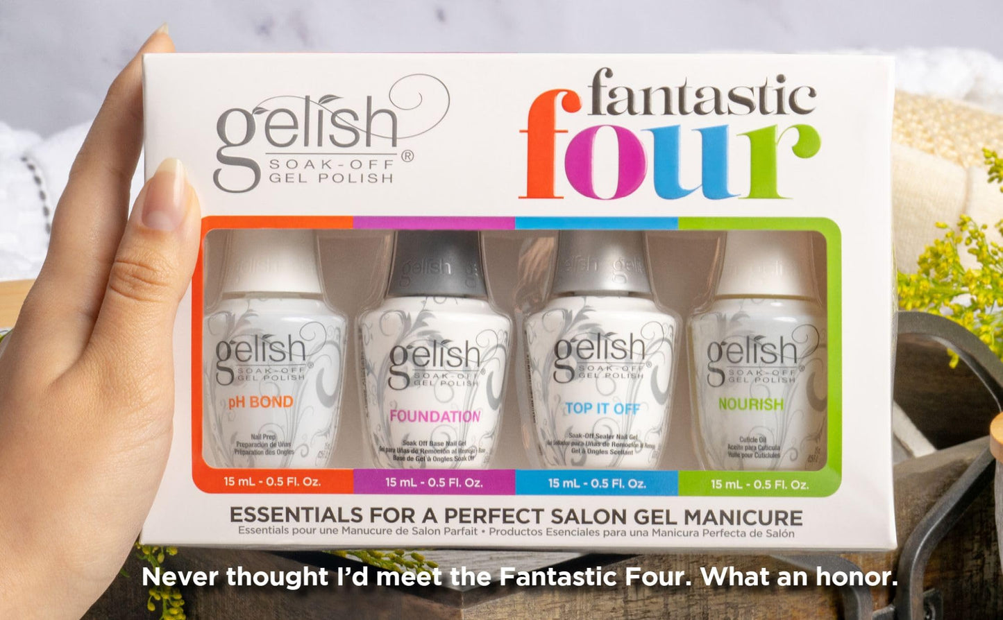 Gelish Fantastic Four Essentials Kit – Long-Lasting, Chip-Free Shine at Home