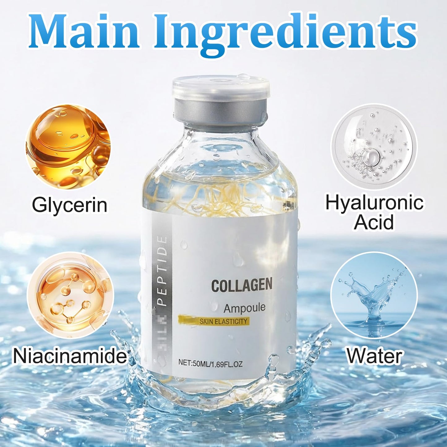 Silk Peptide Intensive Lifting Ampoule – Korean Anti-Aging Facial Essence for Tightening, Hydration, Smoothing (2x50ml)