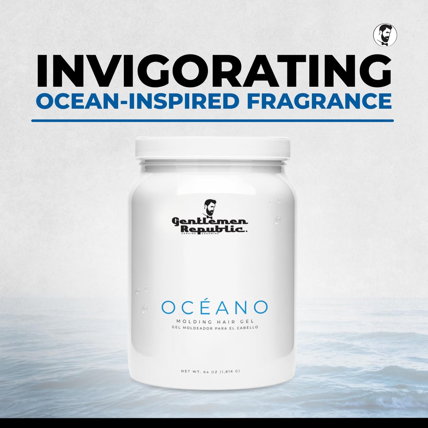 Gentlemen Republic Oceano Hair Gel 32oz Pump – Strong Hold, High Shine, Alcohol-Free, Made in USA