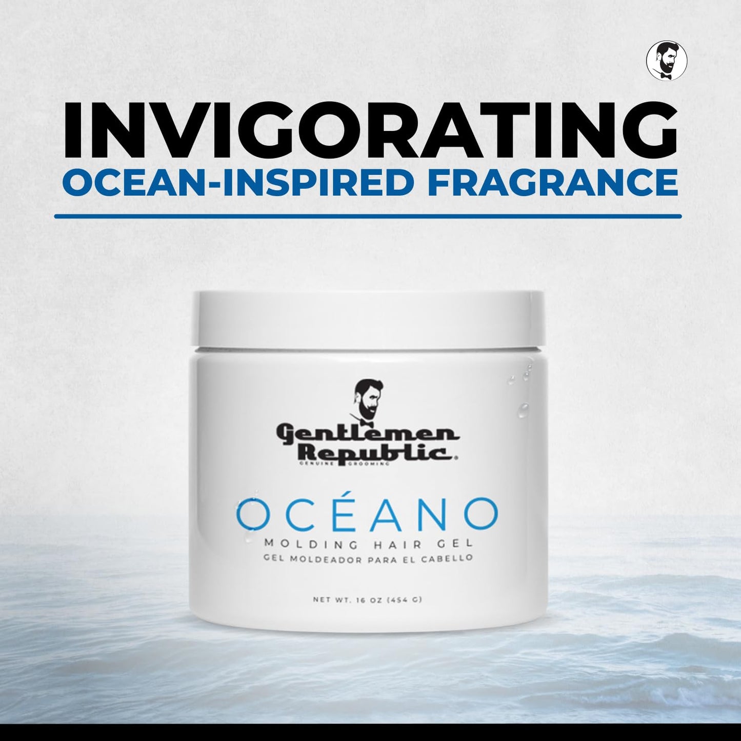 Gentlemen Republic Oceano Hair Gel 16oz – 100% Alcohol-Free, Strong Hold, High Shine, Made in USA