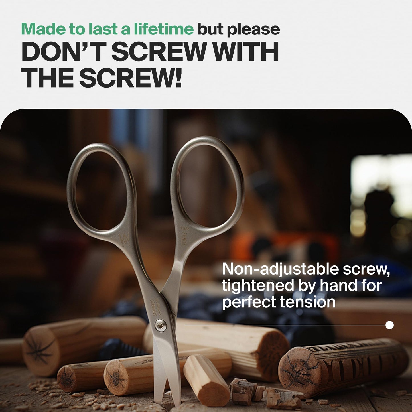 GERMANIKURE Tower Point Cuticle Scissors – Self-Sharpening Titanium-Coated, Solingen-Made in Leather Case