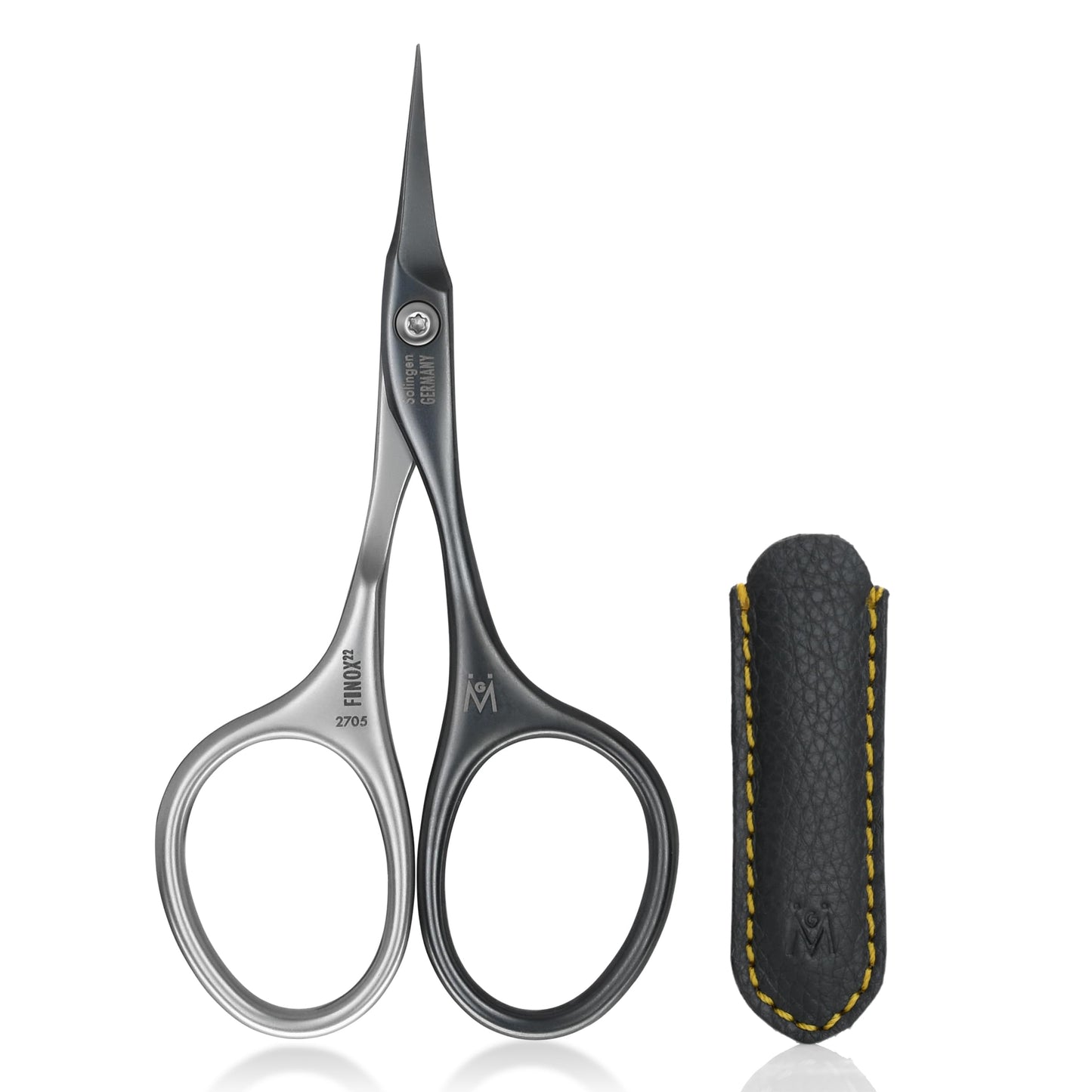 GERMANIKURE Tower Point Cuticle Scissors – Self-Sharpening Titanium-Coated, Solingen-Made in Leather Case