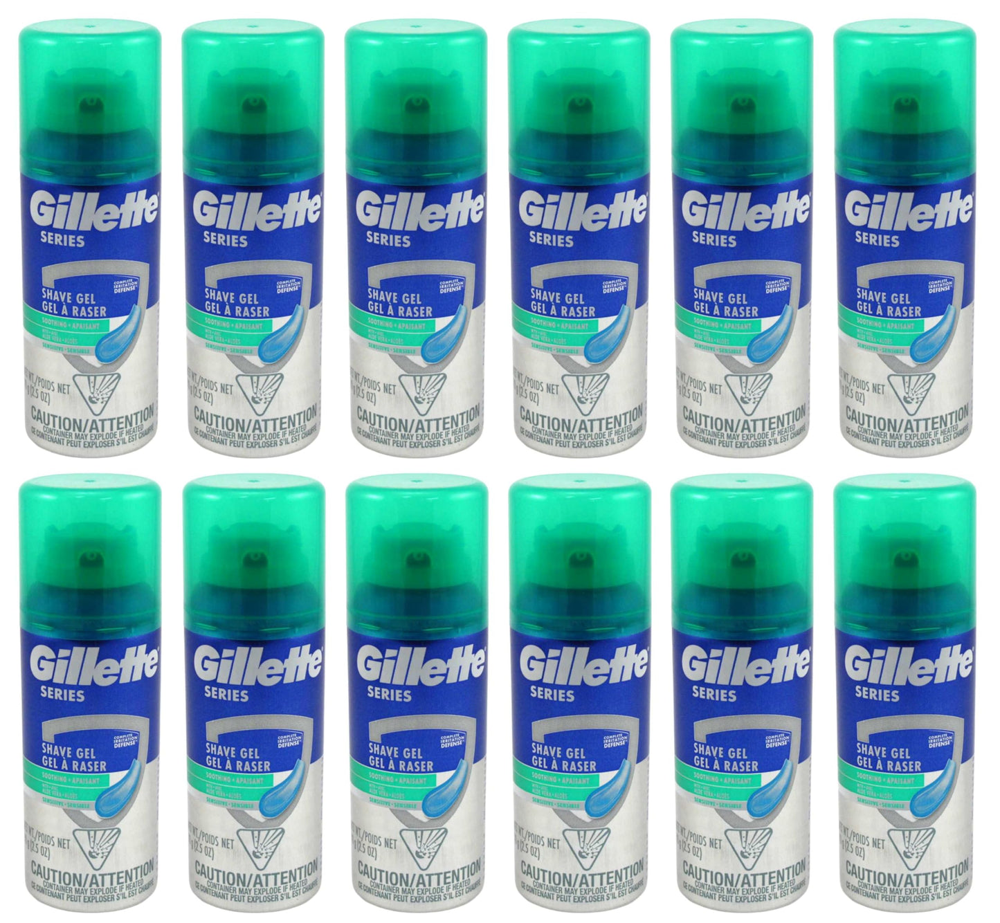 Gillette Series Shave Gel with Aloe Vera – Sensitive Skin, 2.5 oz, 12 Pack