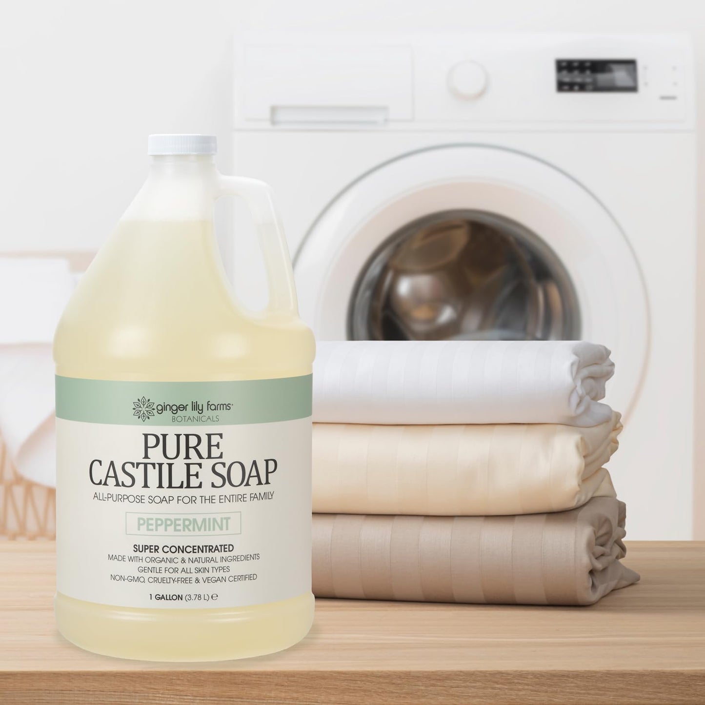 Ginger Lily Farms Pure Castile Soap Refill – Peppermint, 1 Gallon