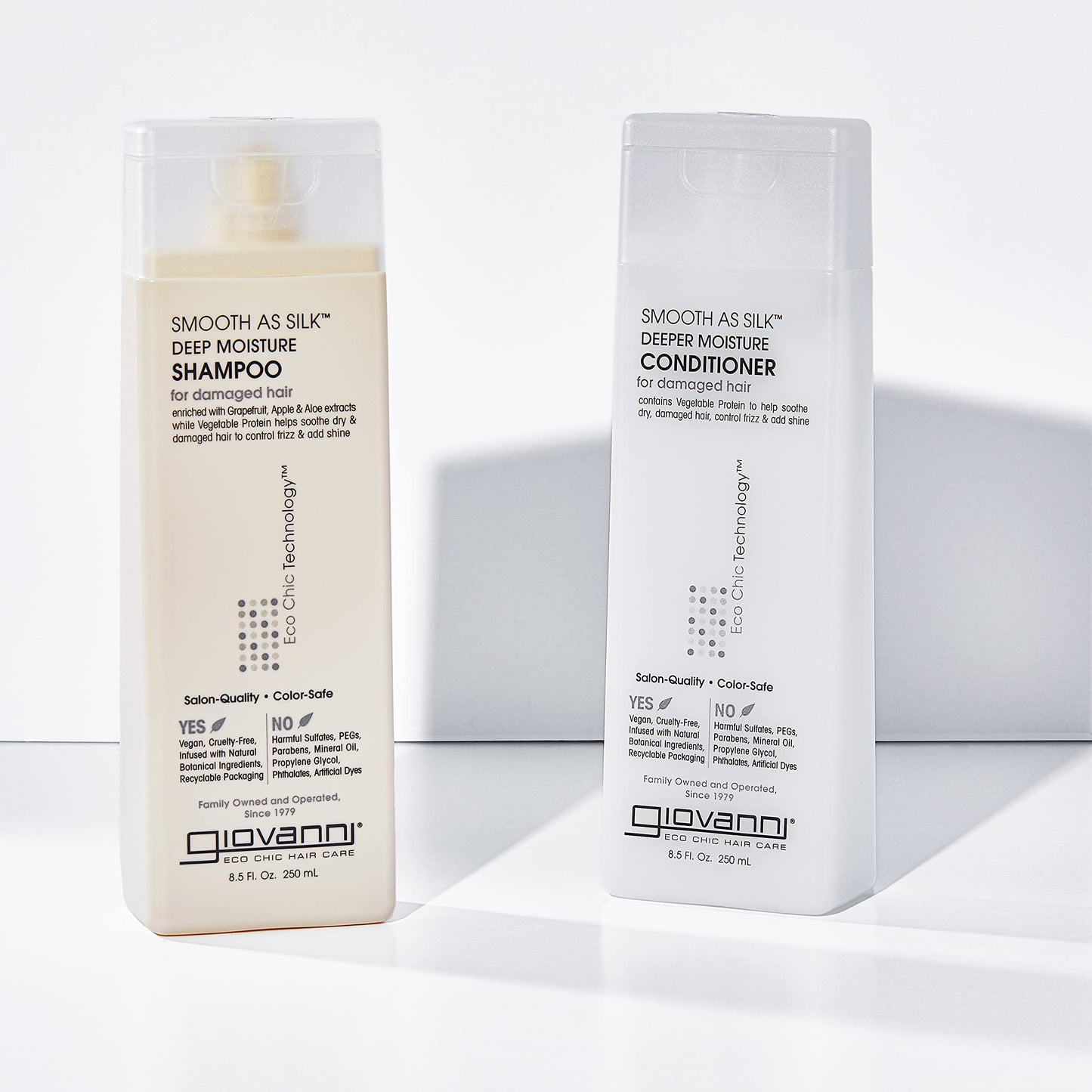 GIOVANNI Smooth as Silk Deeper Moisture Shampoo & Conditioner Set – 24 oz Each, Color-Safe, Paraben-Free, Cruelty-Free