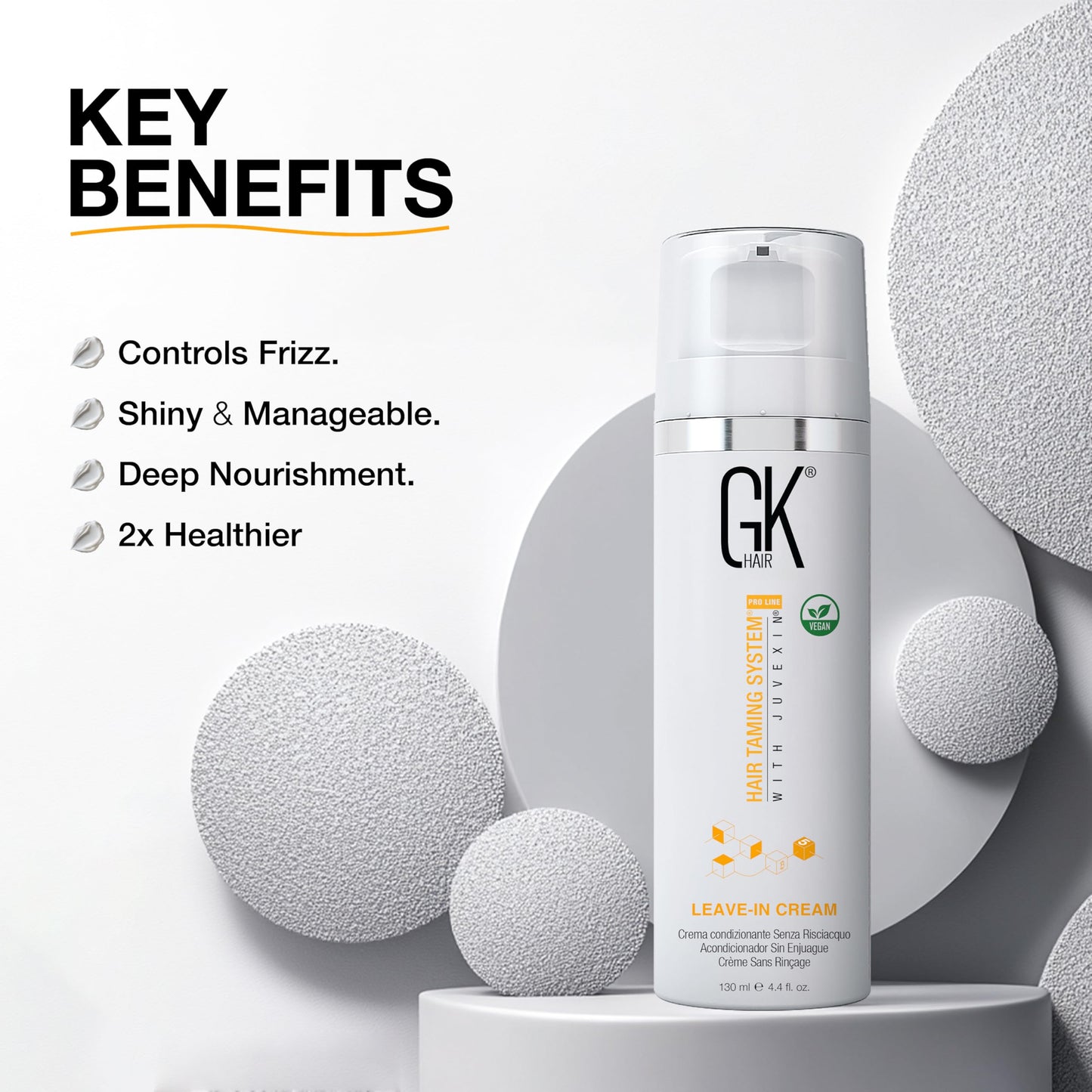 GK HAIR Vegan Leave-In Conditioner for Dry & Damaged Hair (130ml) | Hydration & Frizz Control