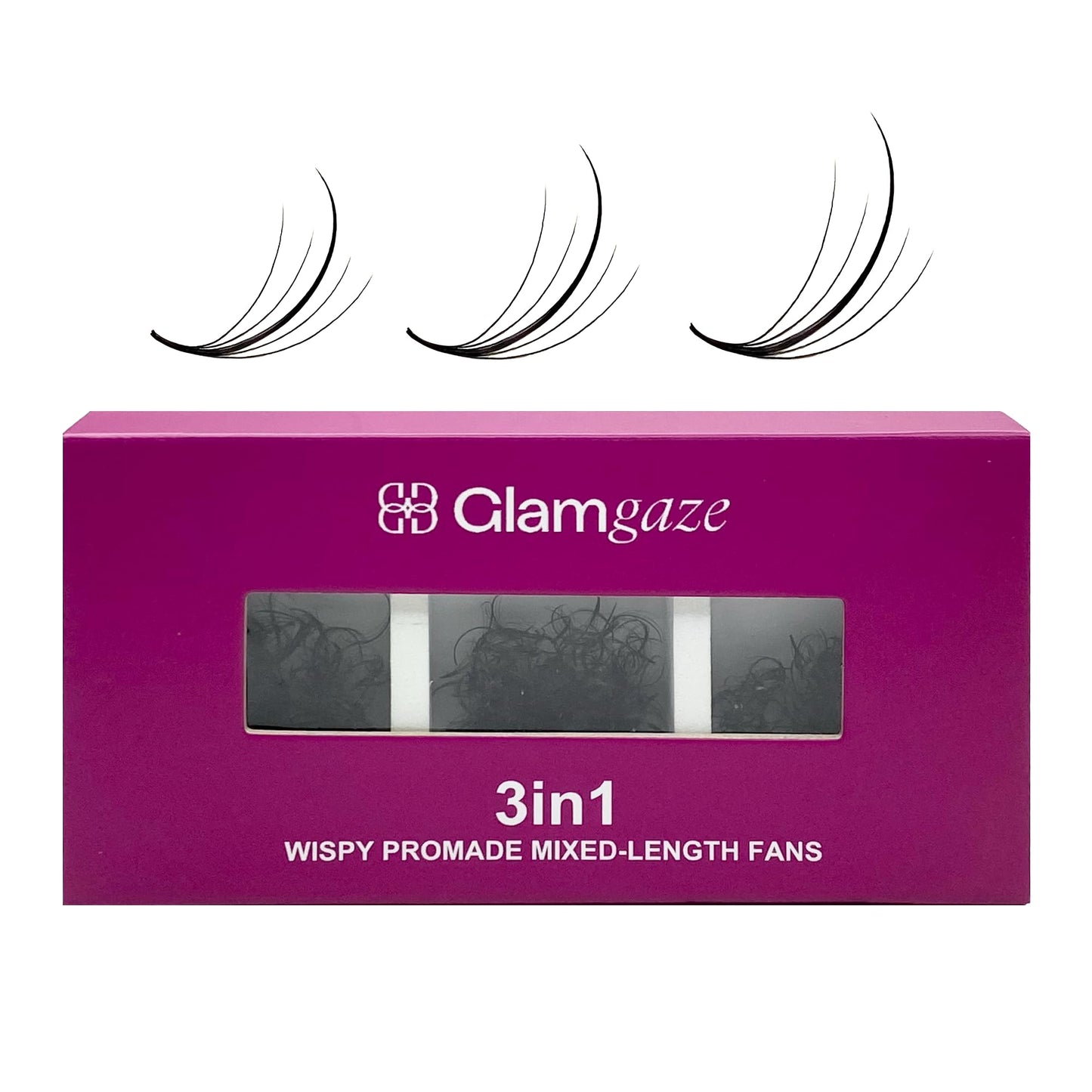 Glamgaze 750 Wispy Promade Fans – 5D/7D/9D, C-D-CC Curl, 0.05-0.07mm