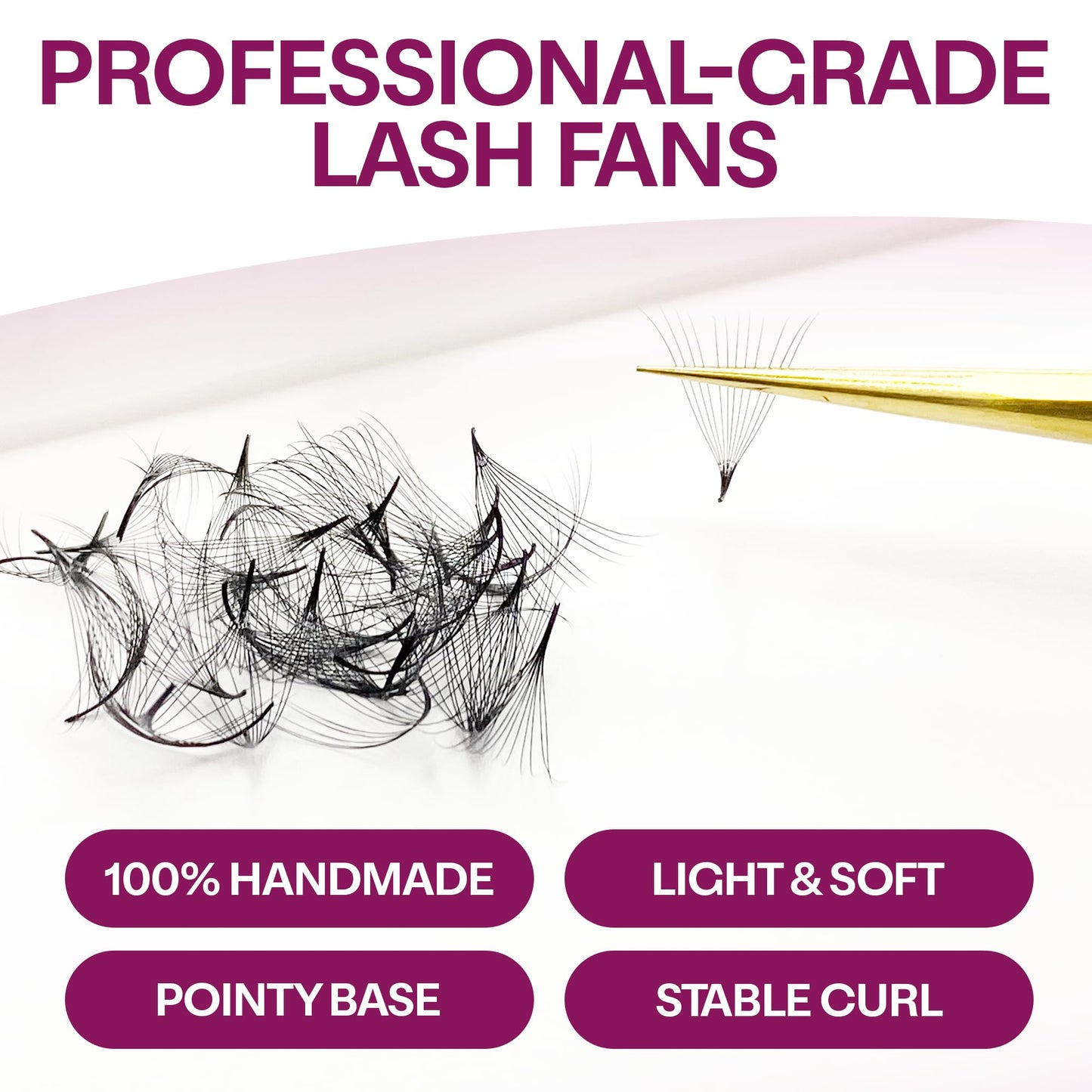 Glamgaze 500 Premade Lash Fans – 3D to 16D Curl, 0.05-0.07mm, 8-17mm
