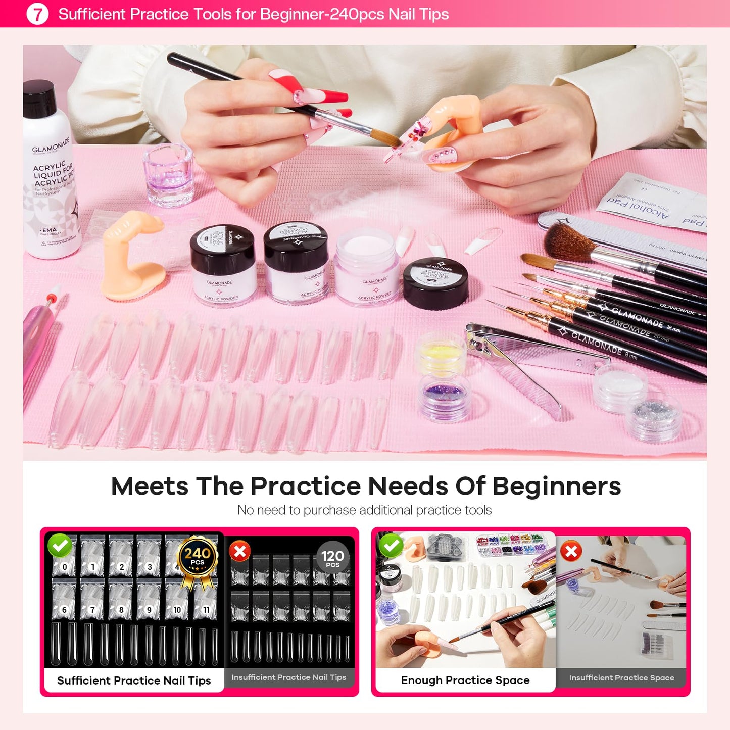 Glamonade Acrylic Nail Kit for Beginners | All-in-One Home Manicure Set