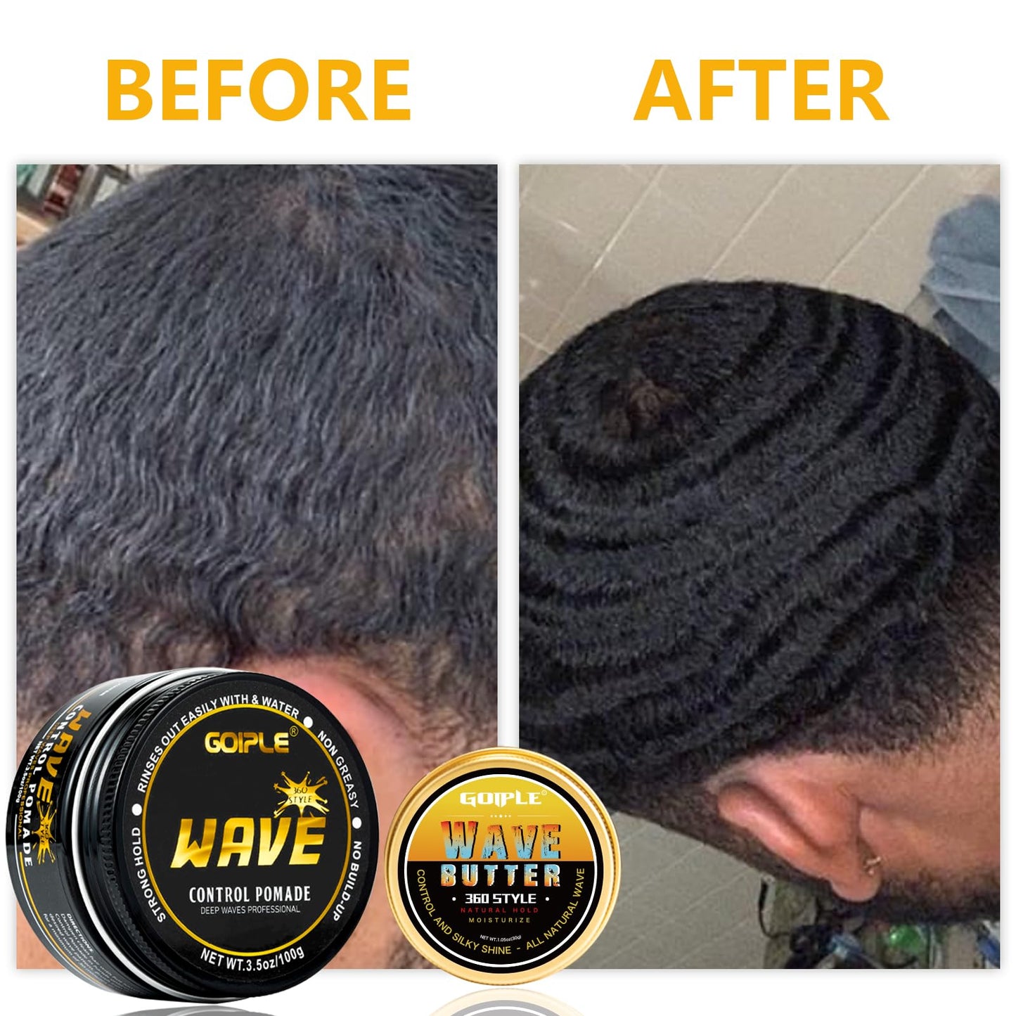 Goiple Wave Pomade for Men – Strong Hold, Easy Wash 360 Wave Training