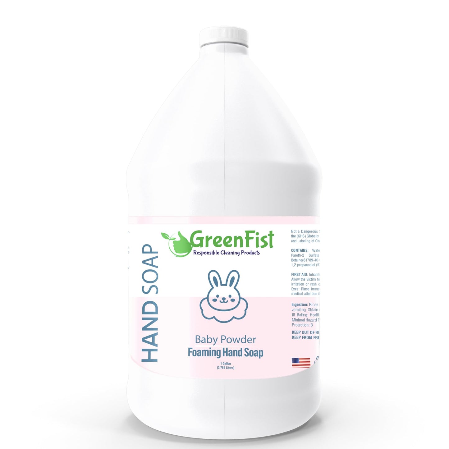GreenFist Foaming Hand Soap Refills – Baby Powder Scent, 128 oz Jug, Made in USA