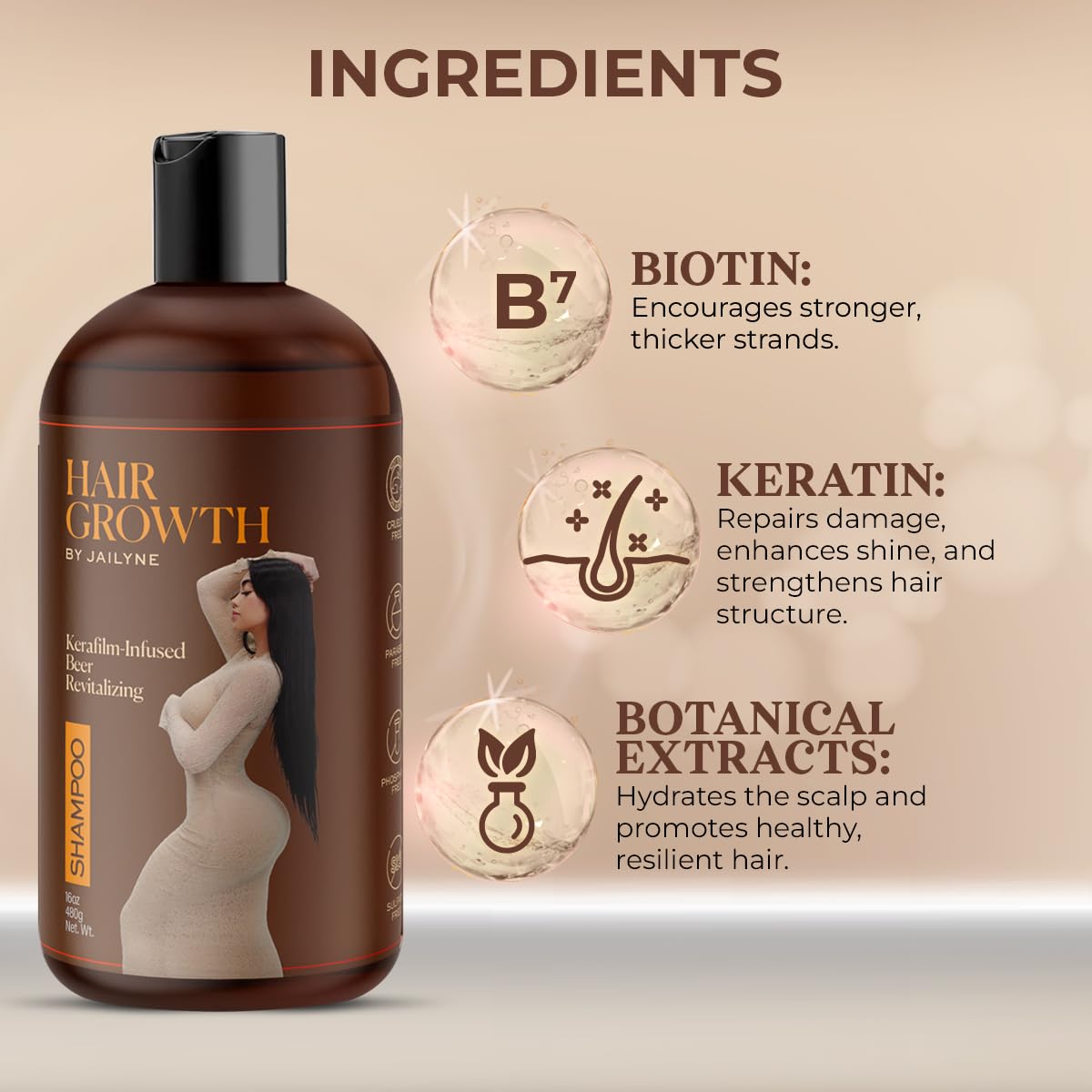 Hair Growth Shampoo by Jailyne Ojeda – Biotin & Keratin for Thicker, Fuller Hair | Made in USA