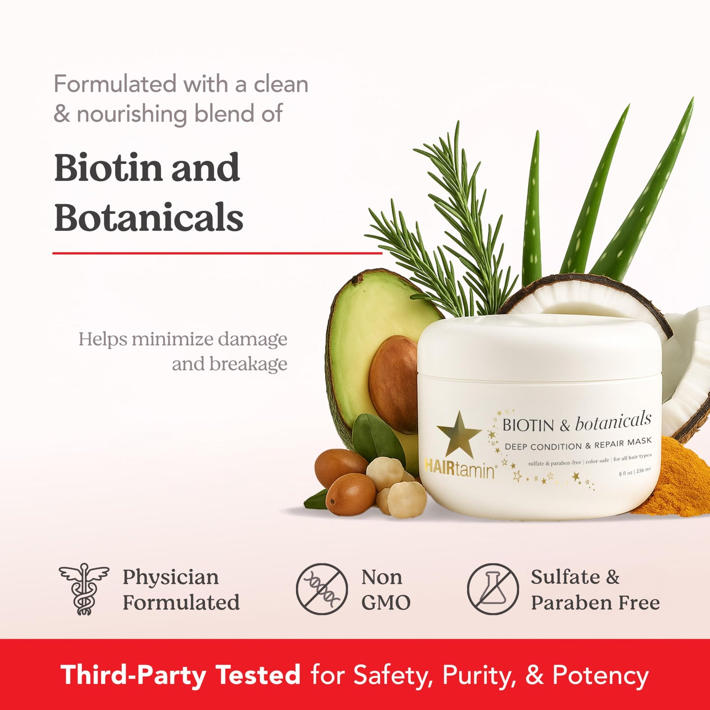 HAIRtamin Hair Conditioner – Biotin & Botanicals Deep Conditioning Mask (8 oz)