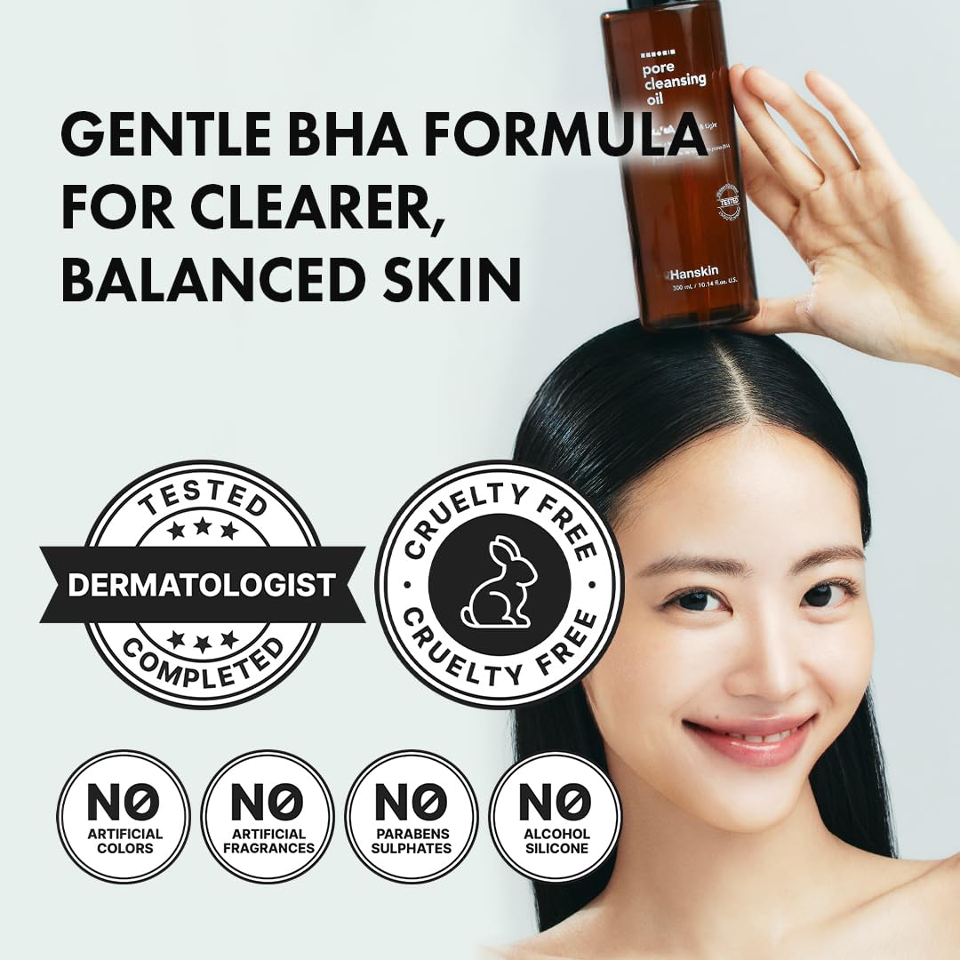 Hanskin BHA Pore Cleansing Oil – Gentle Cleanser for Oily & Combination Skin (10.14 oz)