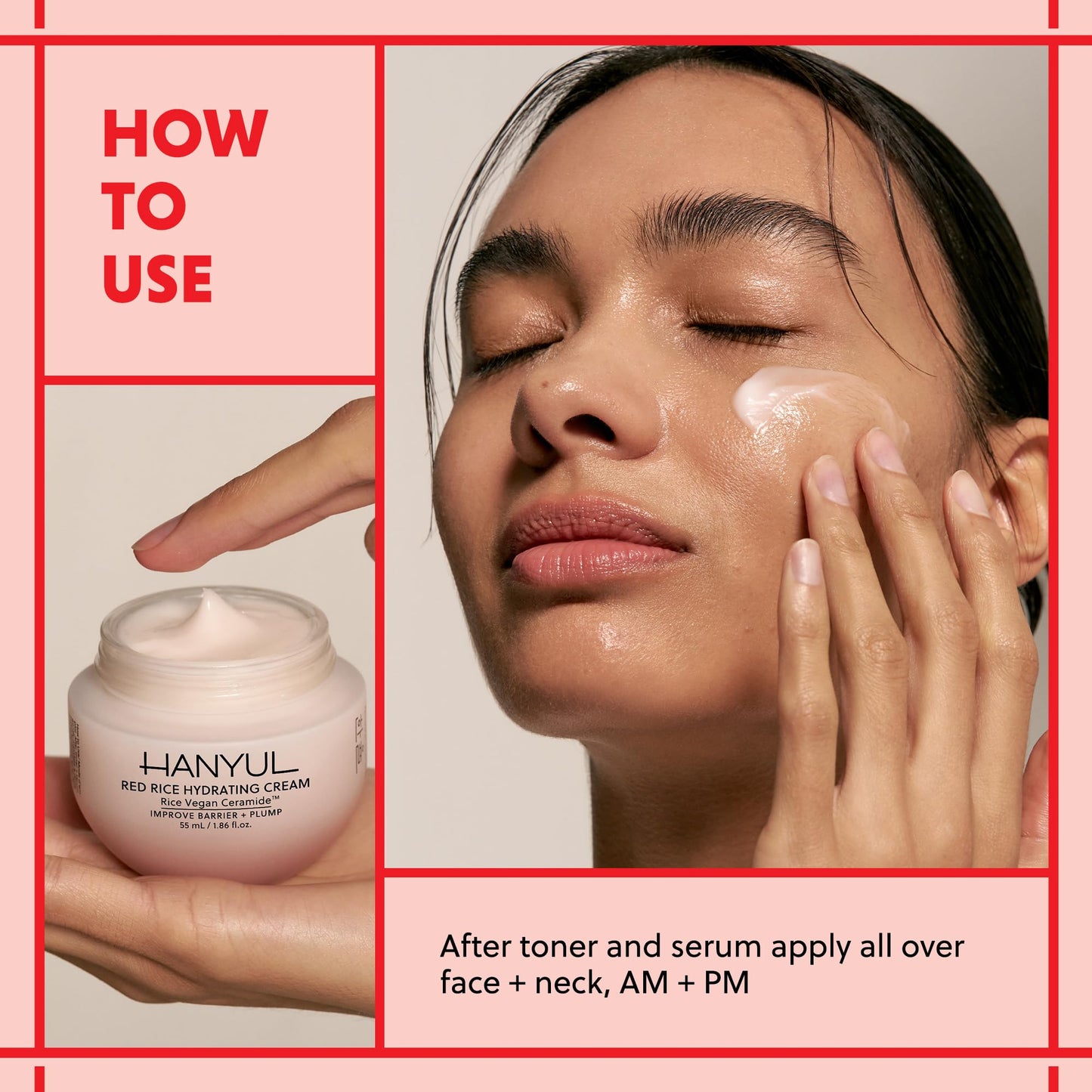 HANYUL Red Rice Hydrating Cream with Fermented Rice Extract | Vegan Ceramide Moisturizer for Deep Hydration & Radiant Skin