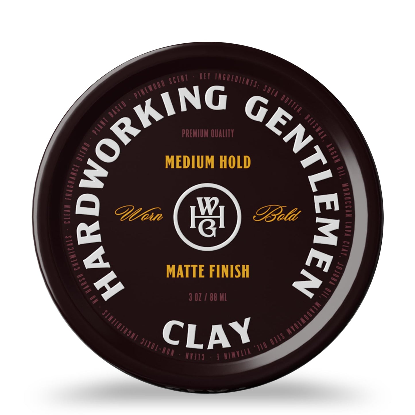 Hardworking Gentlemen Medium Hold Hair Clay – Matte Finish, 3 oz, Made in USA