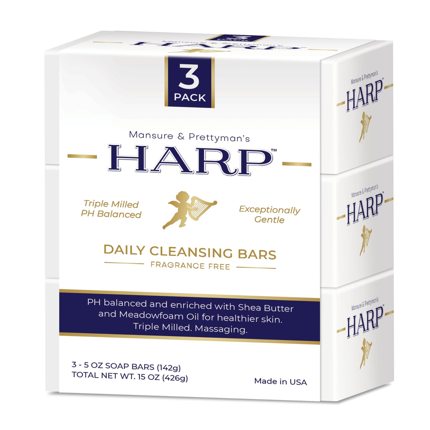 HARP Fragrance Free Body Wash Bar – pH Balanced Syndet Cleanser, No Lye, Non-Comedogenic (3–5oz)