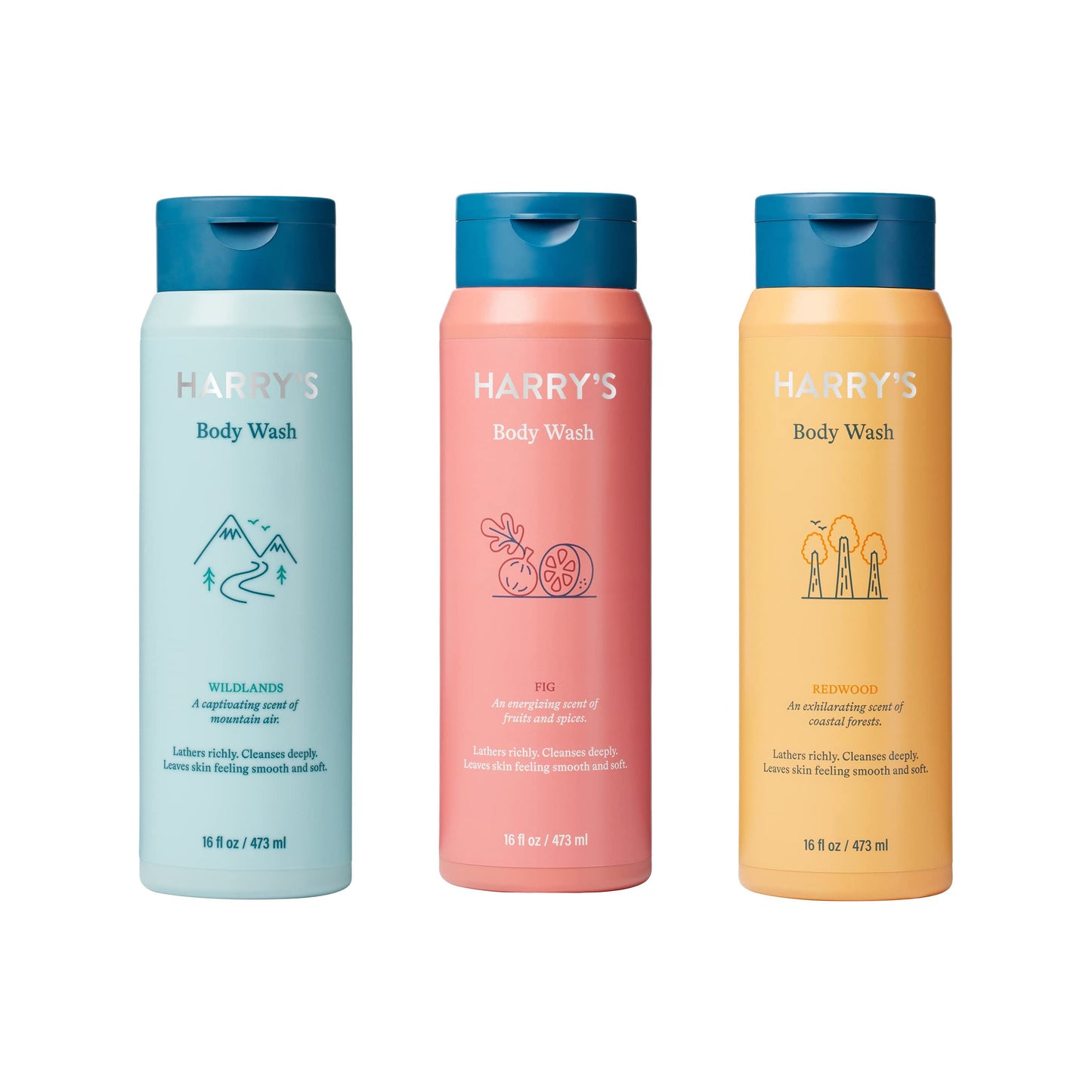 Harry's Men's Body Wash Variety Pack – Fig, Wildlands, Redwood | Sulfate-Free Cleansing