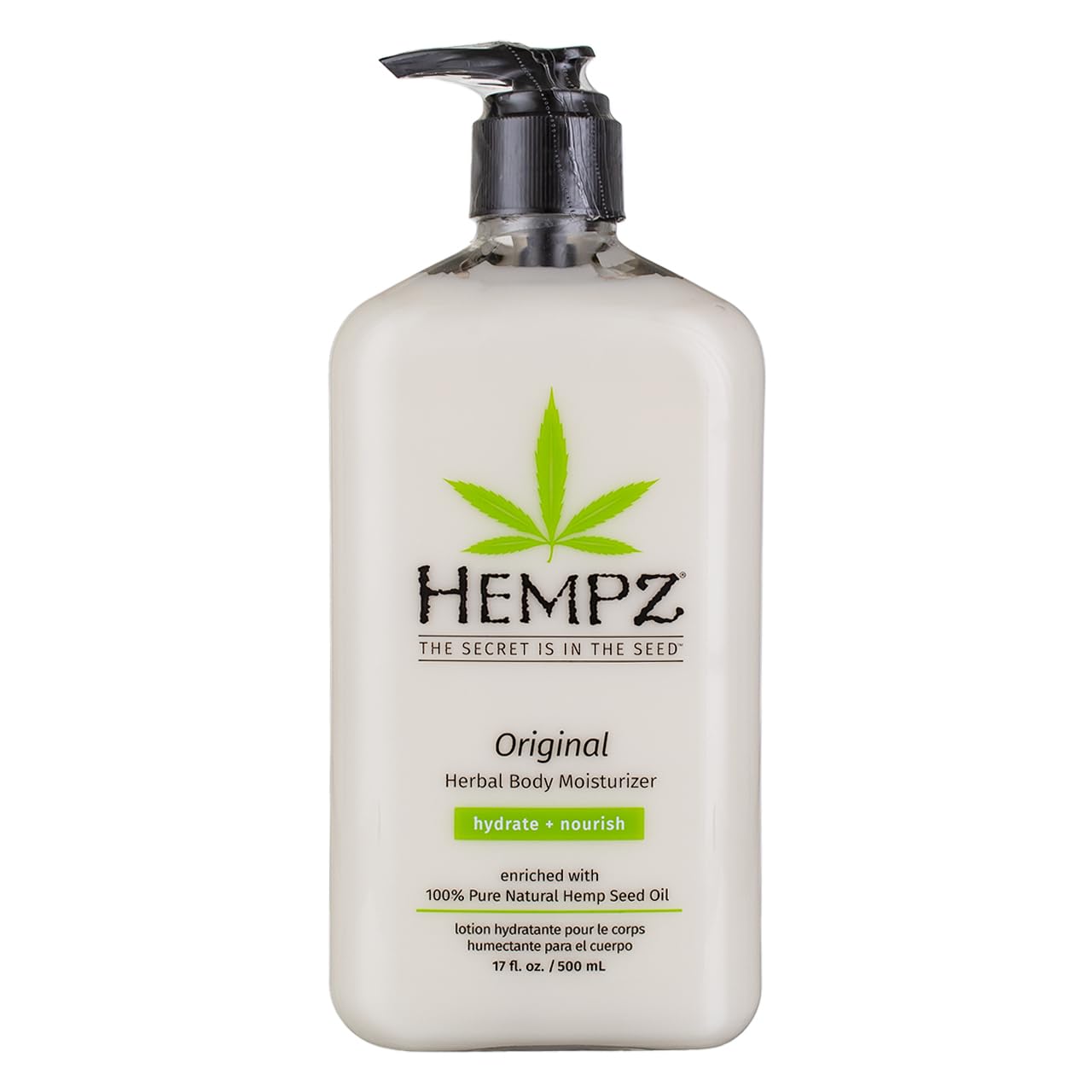 Hempz Original Body Moisturizer 17oz Pump Twin Pack (500ml) – Vegan, Paraben & Gluten Free