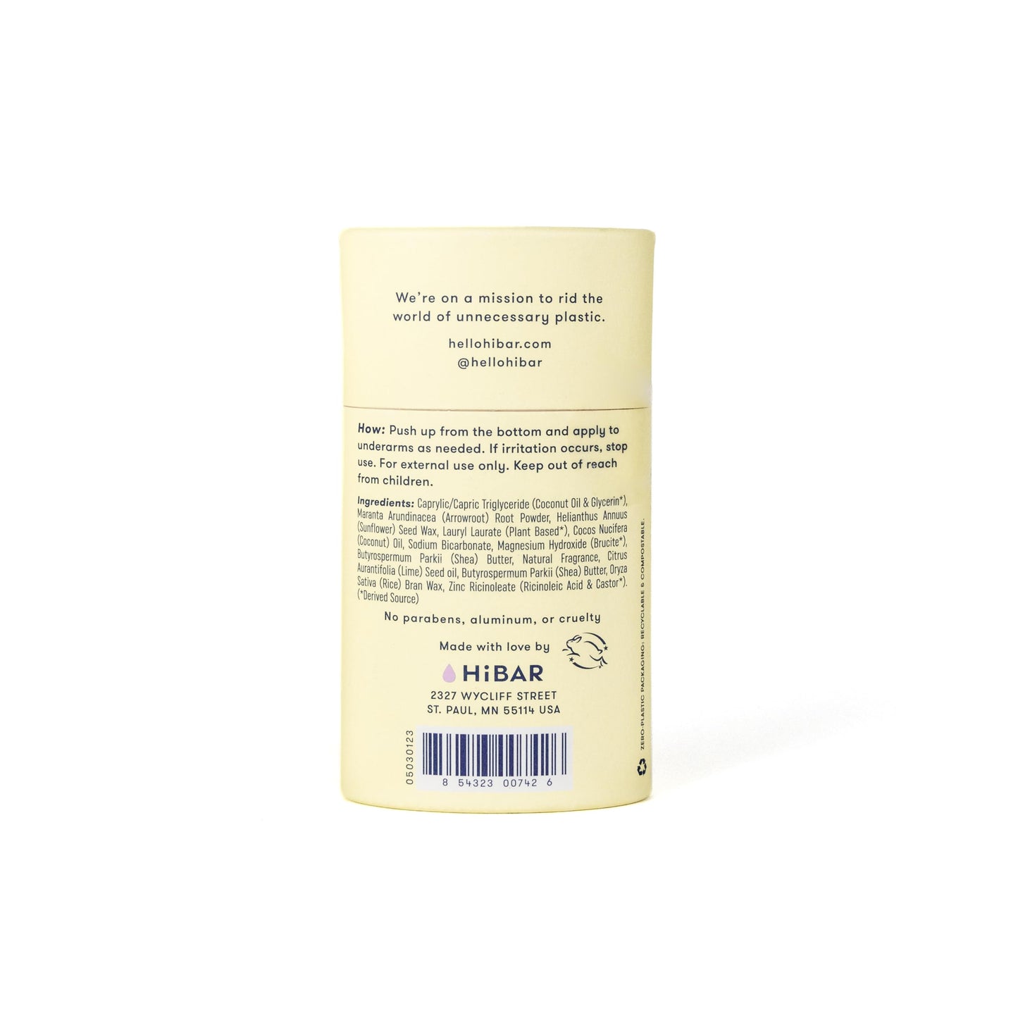 HIBAR Lavender & Jasmine Plastic Free Deodorant - 3 Pack, Aluminum-Free, Vegan
