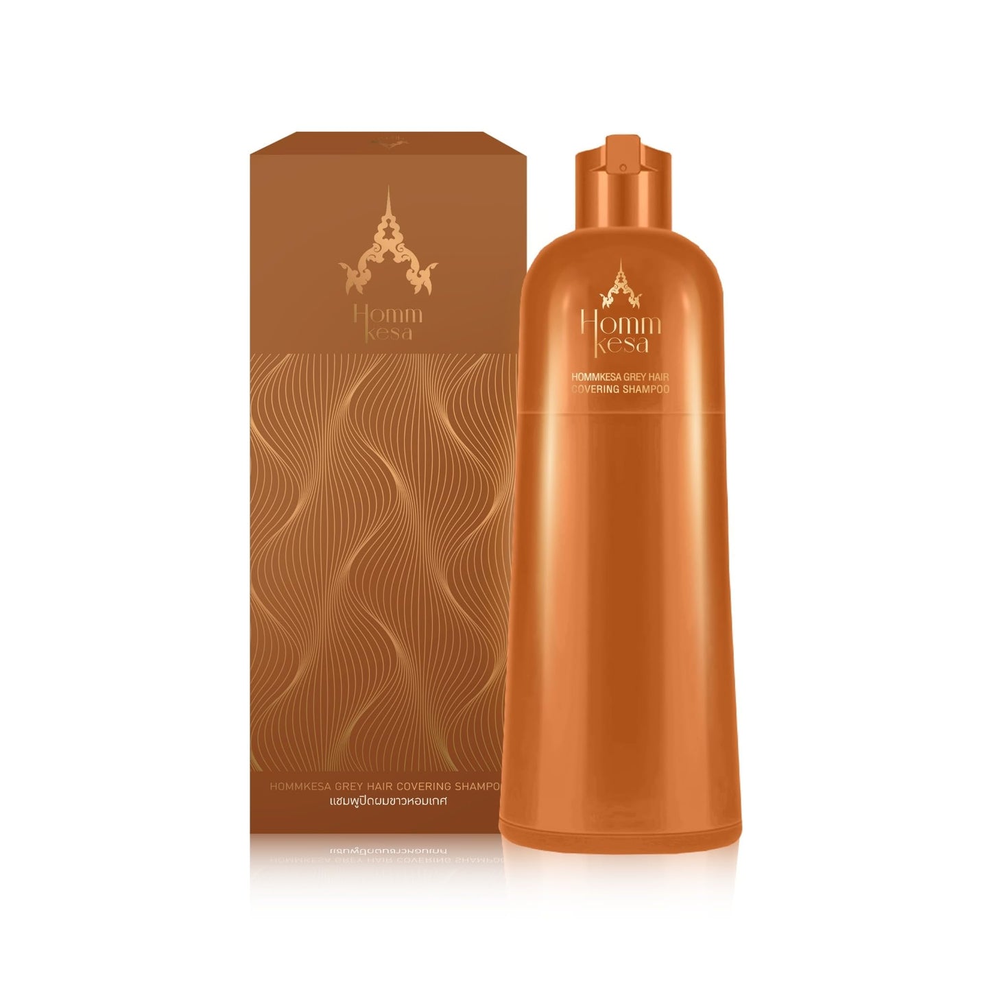 Hommkesa Grey Hair Coverage Shampoo – Gentle Keratin Formula, Thai Fruit Scent, Golden Brown (300ml)