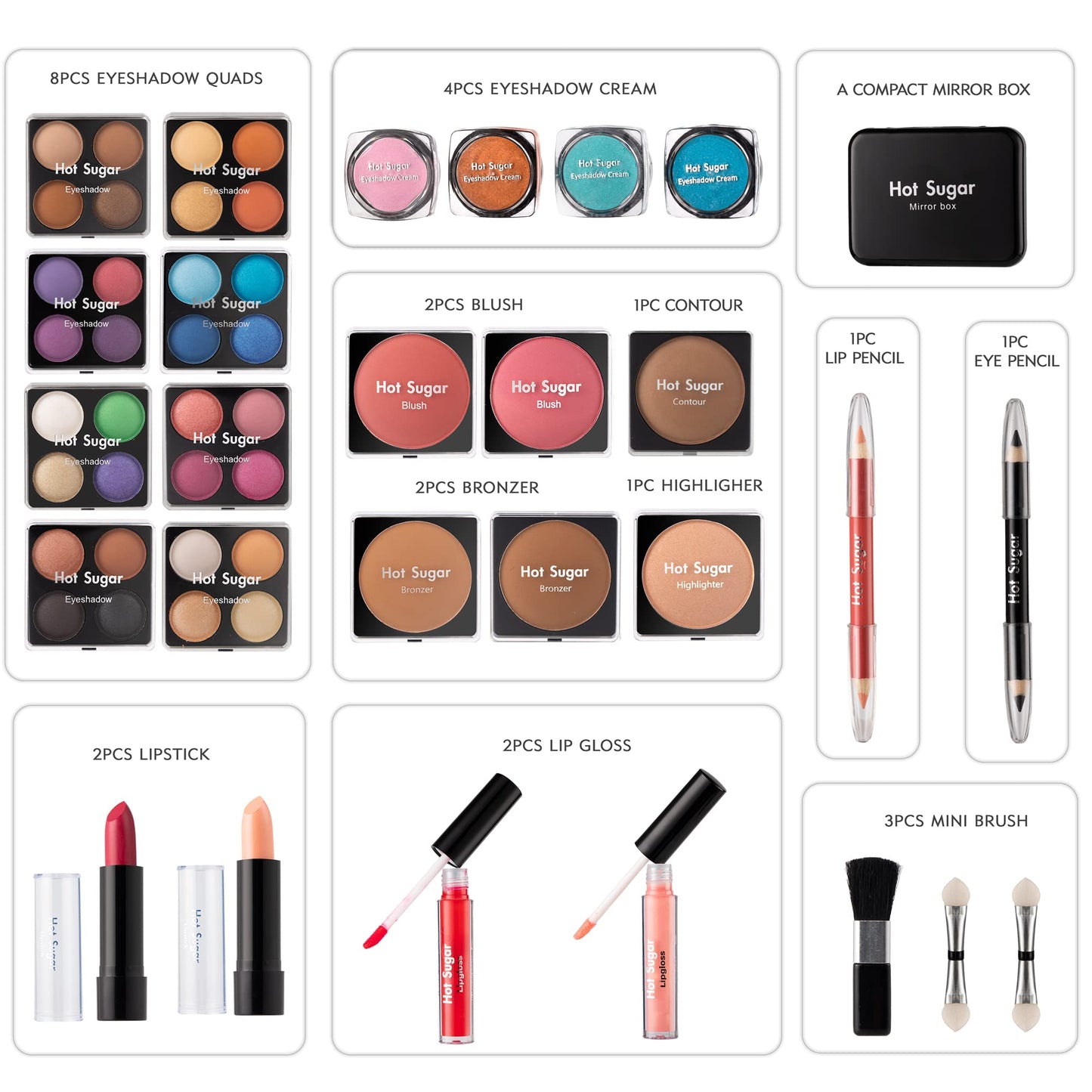 Hot Sugar Ultimate All-in-One Makeup Kit for Teens | 52 Shades & Accessories (Purple Love)