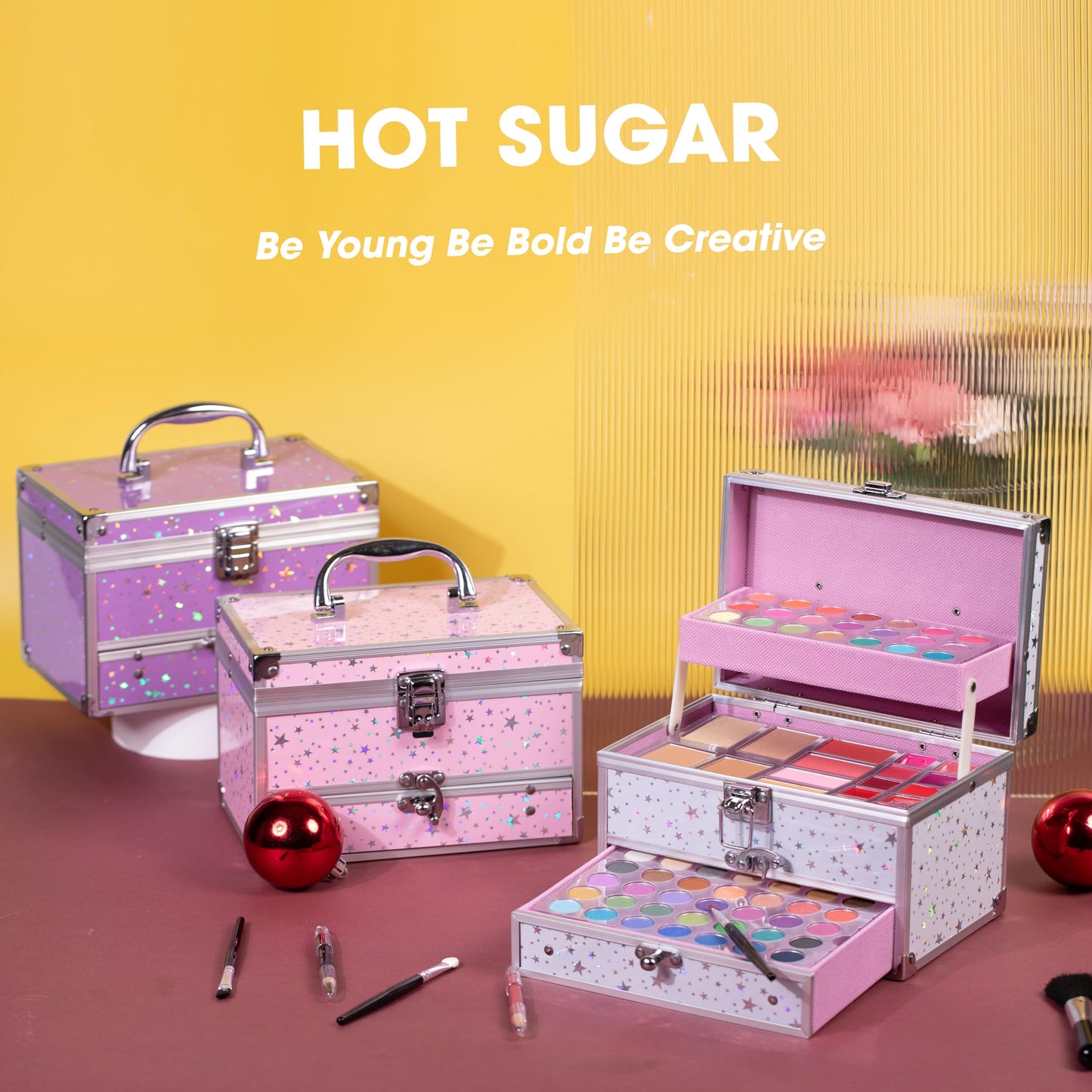 Hot Sugar Teen Makeup Kit with Train Case (Pink) – Portable Beginner Set