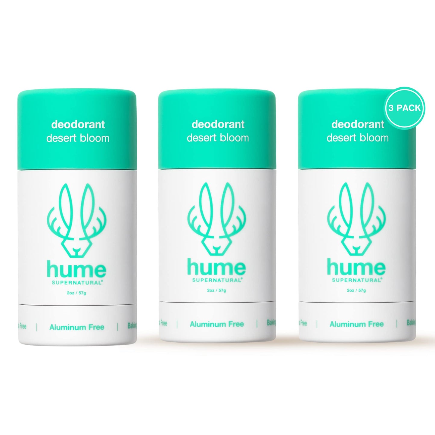 HUME SUPERNATURAL Probiotic Roll-On Deodorant – Aluminum-Free, Desert Bloom, 3-Pack