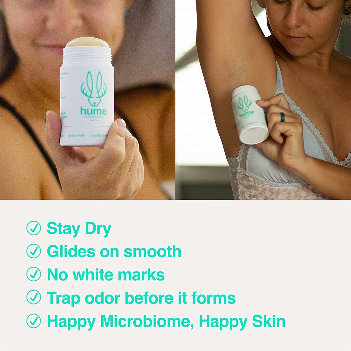 HUME SUPERNATURAL Probiotic Roll-On Deodorant – Aluminum-Free, Desert Bloom, 3-Pack