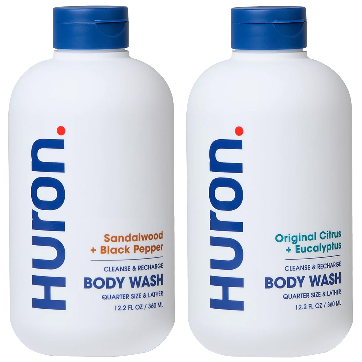 Huron Body Wash Duo – Citrus Eucalyptus & Sandalwood Black Pepper, 2-Pack, Vegan & Cruelty-Free, 12.2 fl oz