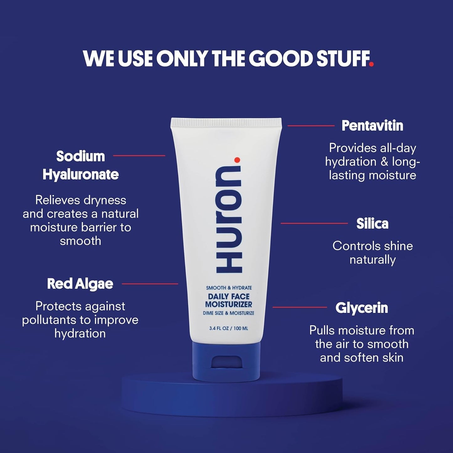 Huron Men’s Face Moisturizer – Lightweight Cooling Hydration, 2x3.4 oz, Vegan