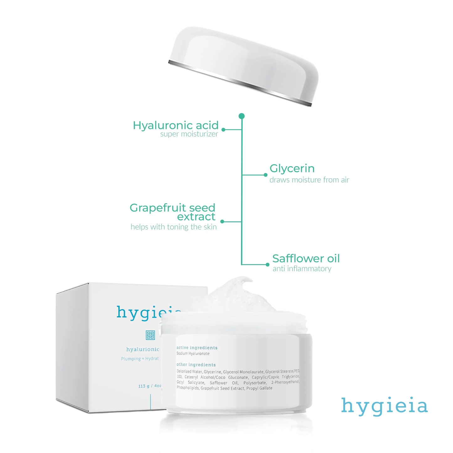 Hygieia + Encapsulated Hyaluronic Acid Face Moisturizer – Liposomal Hydration, 4oz
