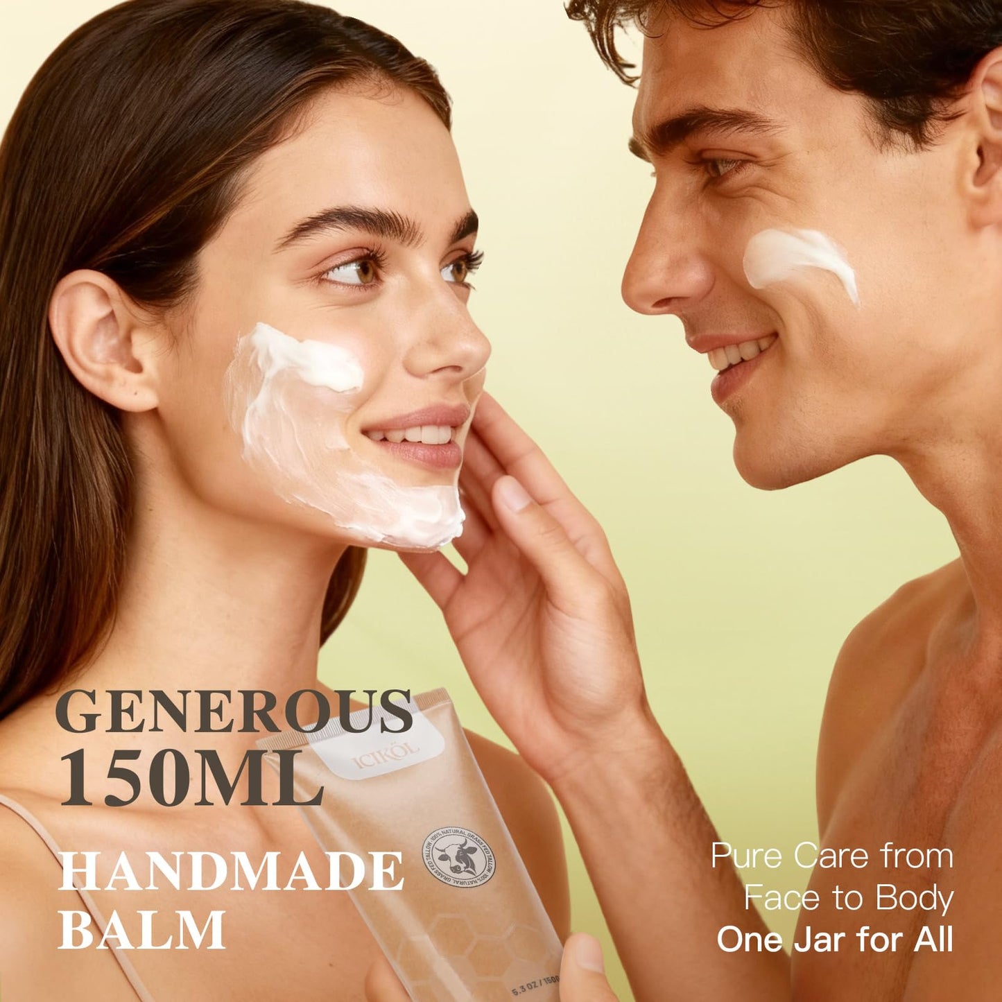 ICIKOL Organic Beef Tallow Honey Balm – Whipped Moisturizer for Face & Body (5.3 oz)