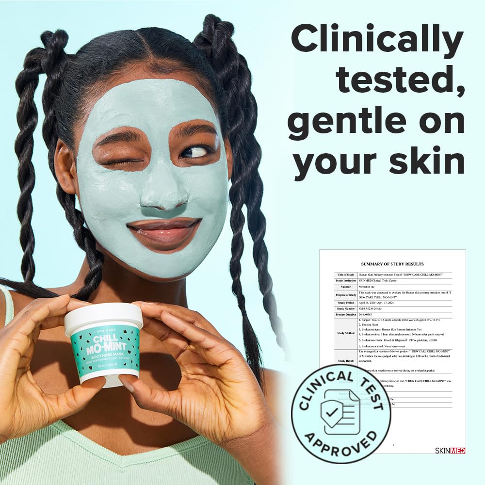 I DEW CARE Wash Off Face Mask Chill Mo-Mint – Soothing Peppermint, Korean Skincare 3.38 oz