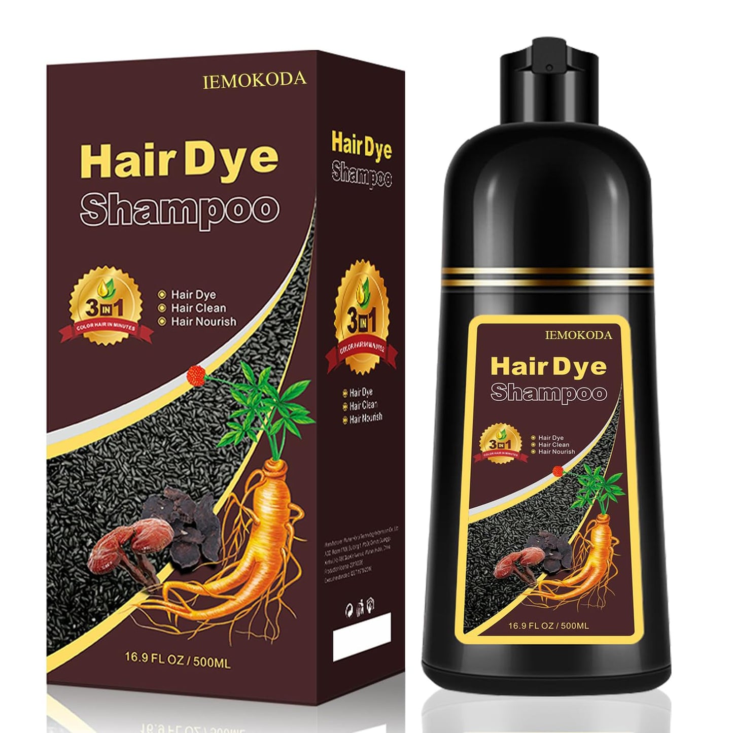 iemokoda Burgundy Hair Dye Shampoo 3-in-1 – Gray Coverage in Minutes