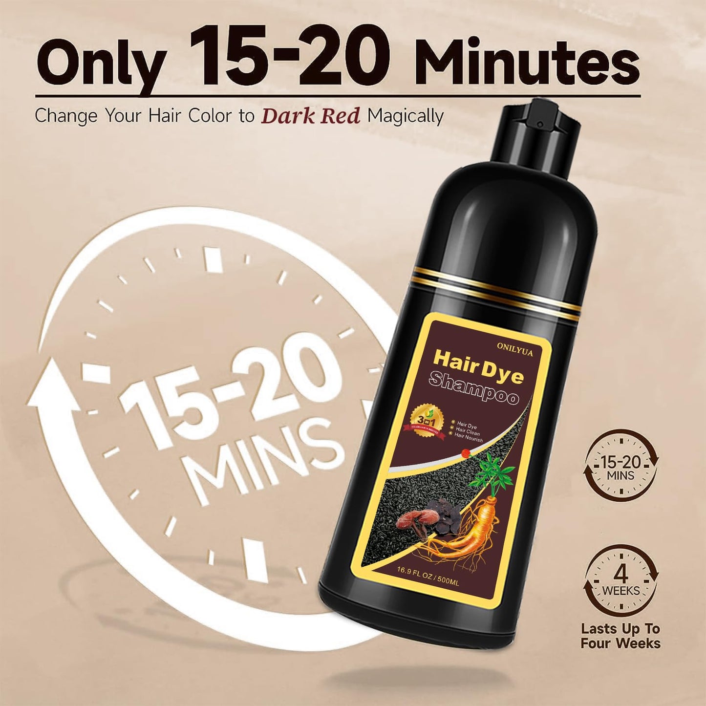 iemokoda Dark Wine Red Hair Dye Shampoo — 100% Gray Coverage in Minutes