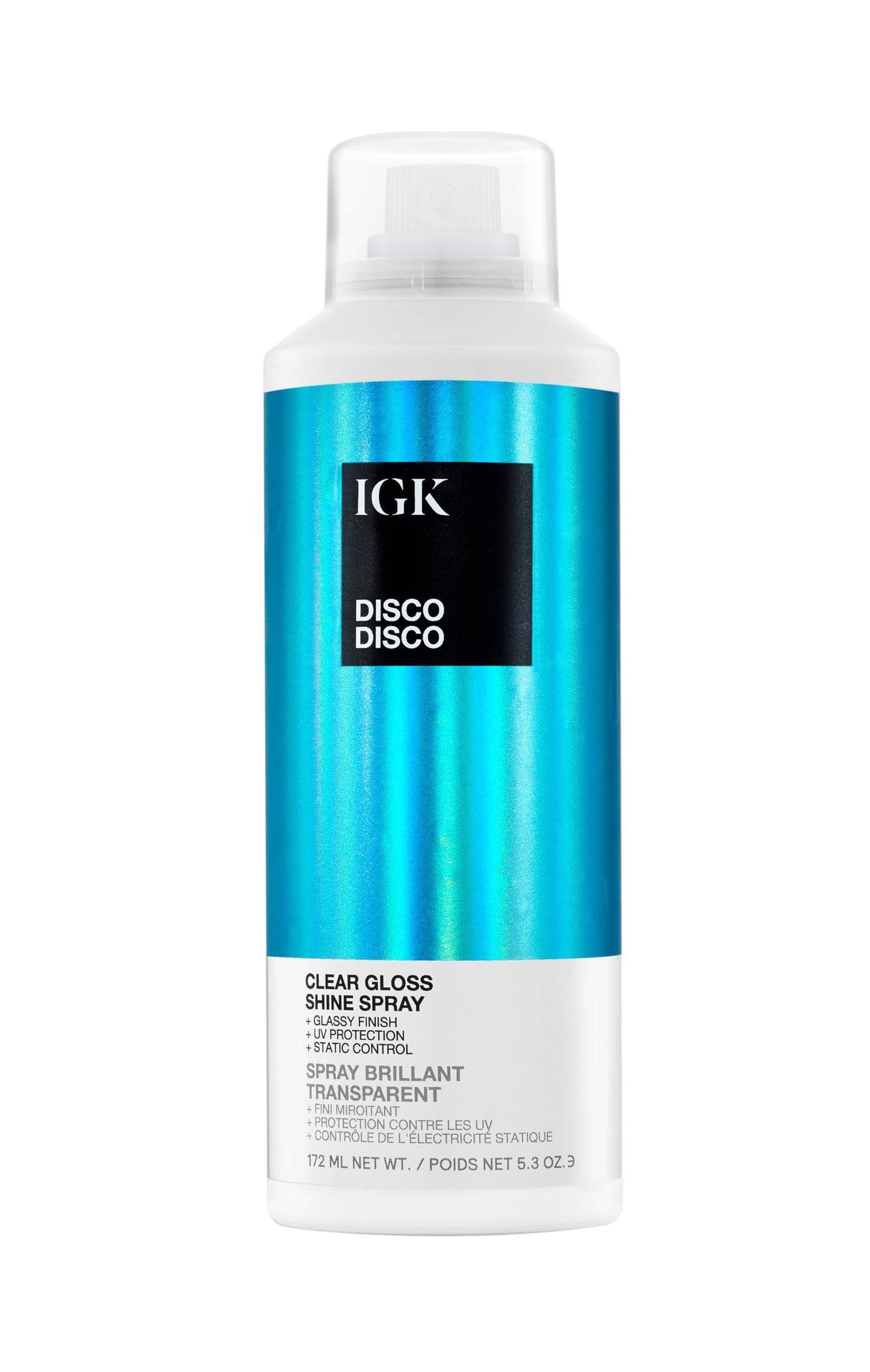 IGK Disco Disco Clear Gloss Finishing Hair Spray – Moisturizes, Adds Shine & Color Protection – 5.3 oz
