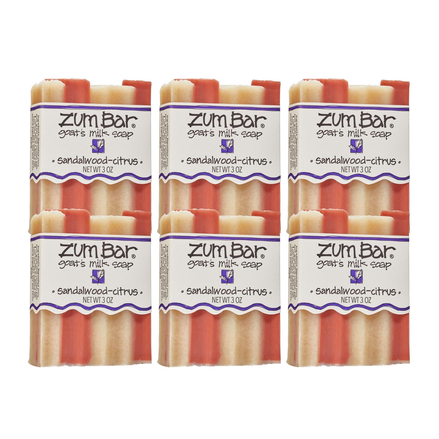 Indigo Wild Zum Goat Milk Soap Bar – Sandalwood-Citrus, 3 oz, 6 Pack | Hand & Body Soap