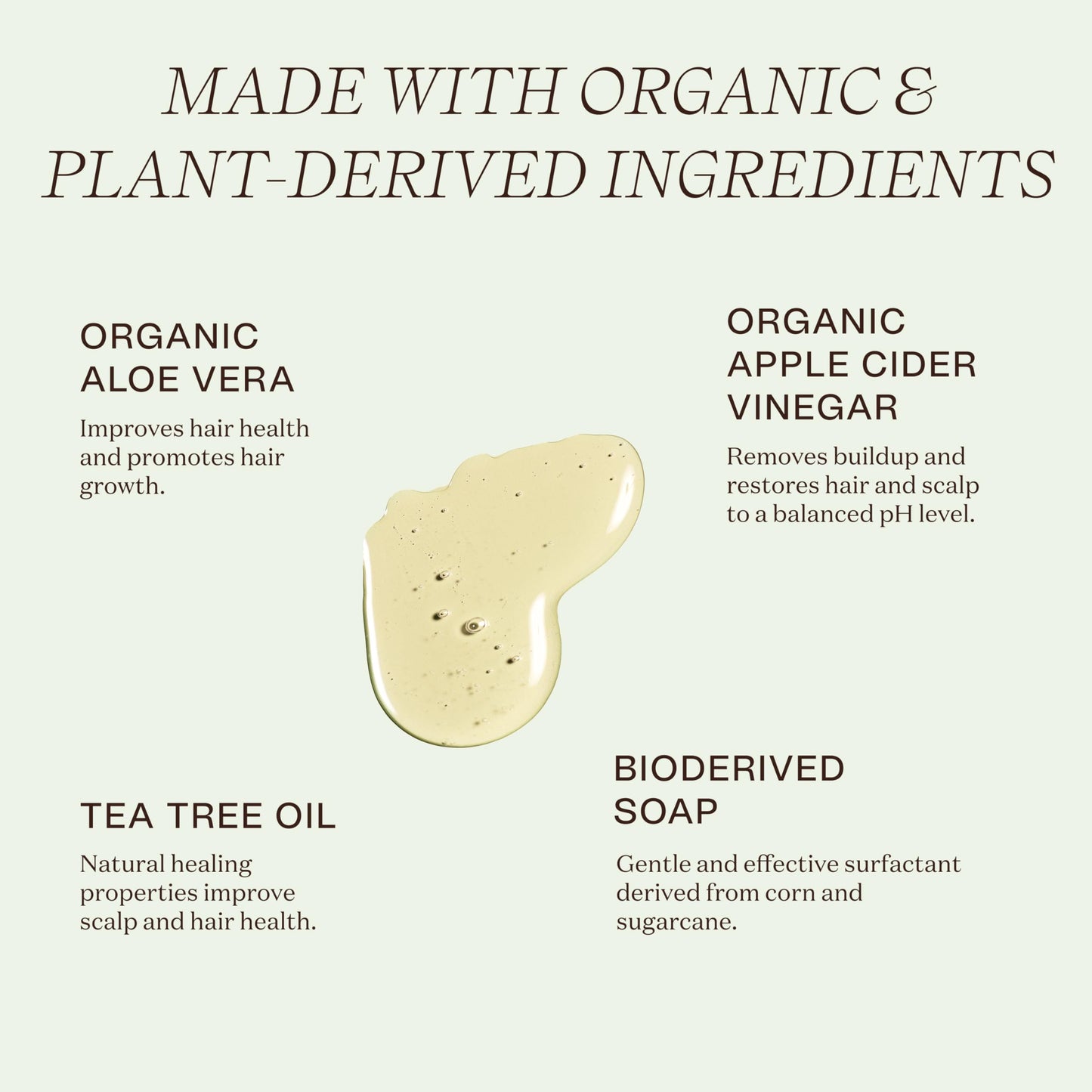 Ingreendients Natural Shampoo — Sulfate Free, Color Safe, Organic Plant-Derived Formula