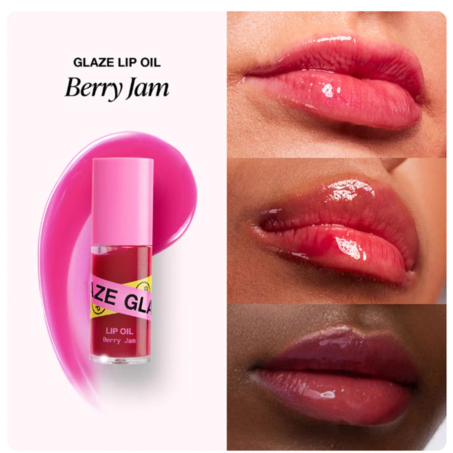 Innbeauty Project Glaze Lip Oil Berry Jam – Hydrating Vegan Lip Oil Gloss Hybrid, 0.2 OZ
