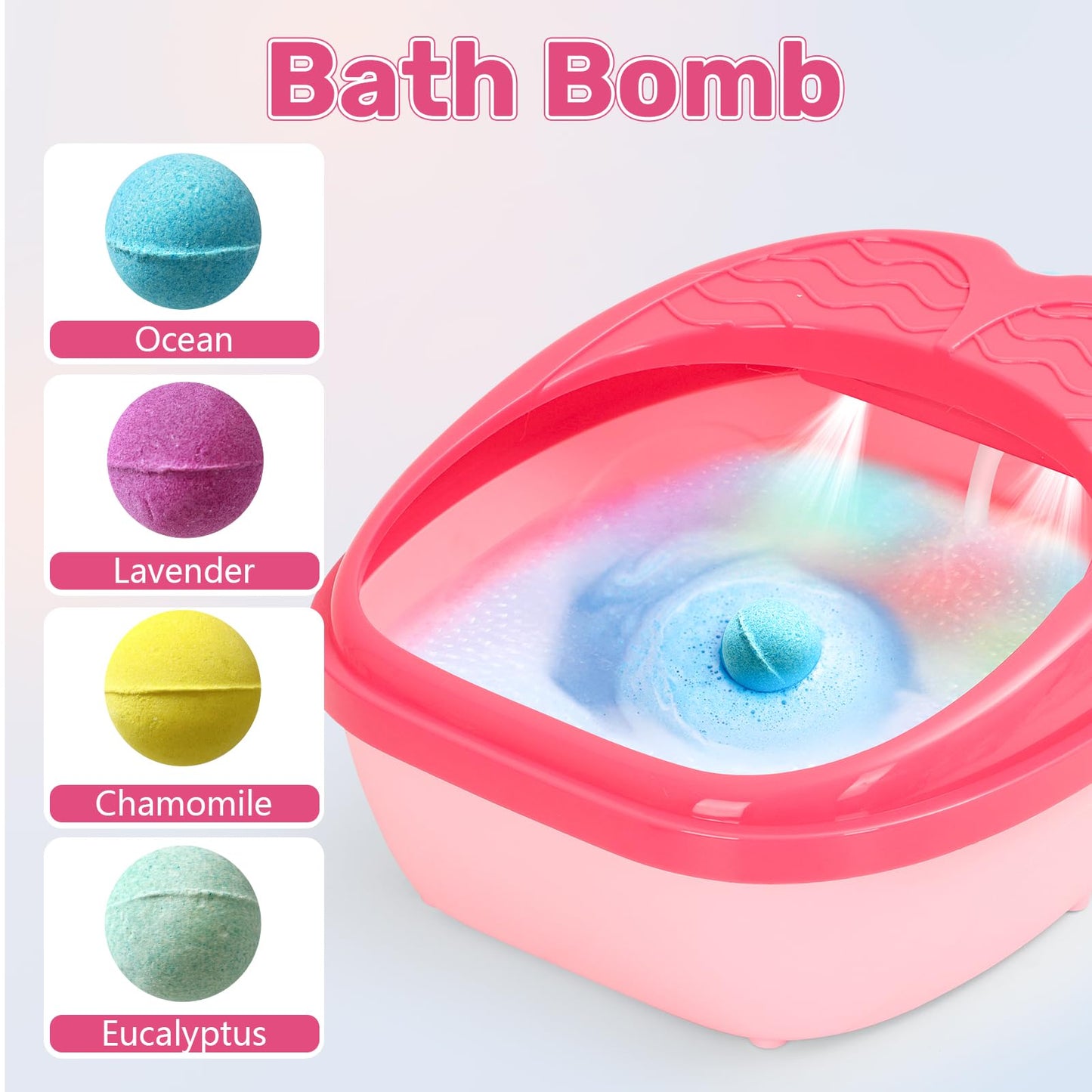 IPOOLTENG Kids Foot Spa & Nail Art Kit – Colorful Lights, All-in-One Spa Kit for Girls Aged 4–12
