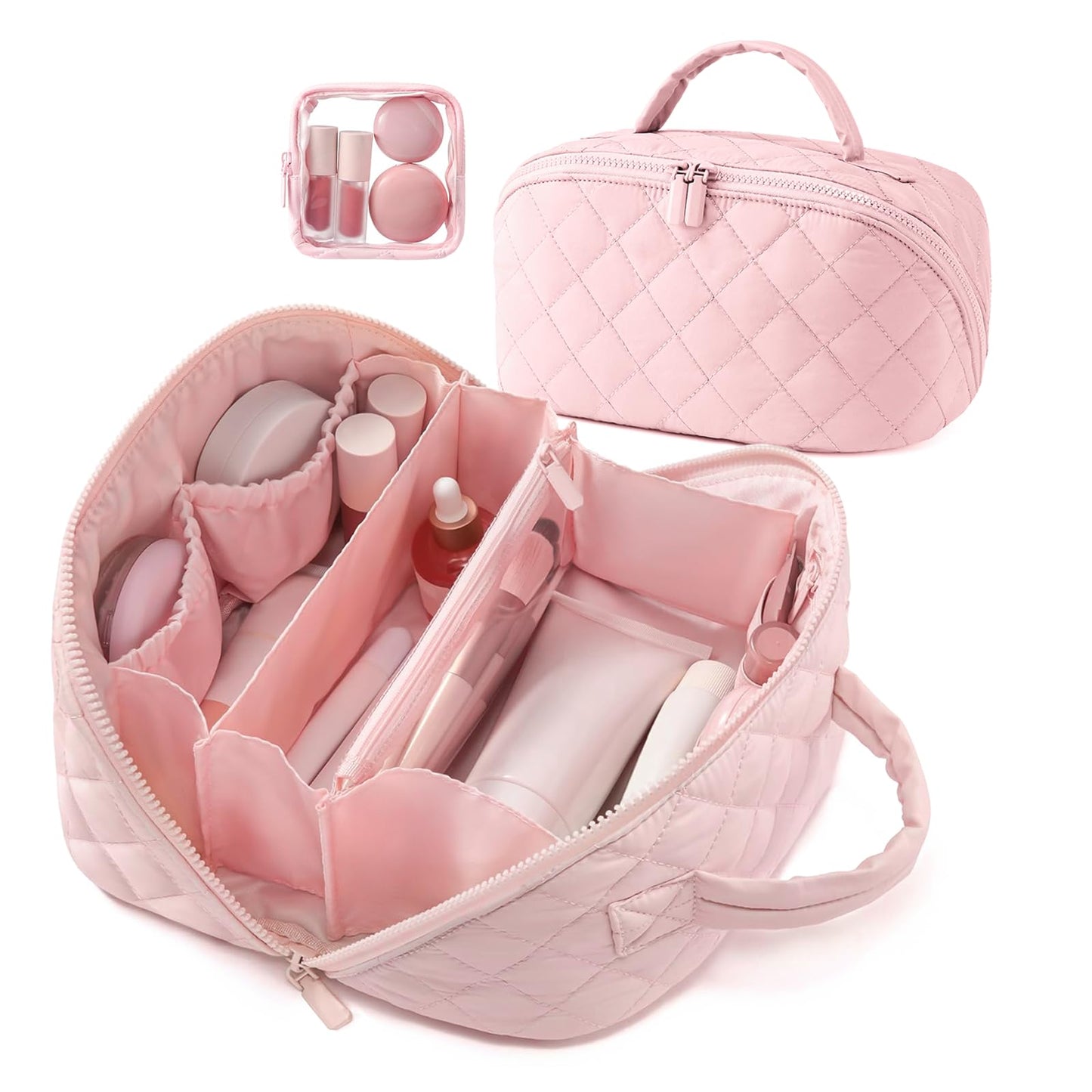 IrisCargo 2026 Travel Makeup Bag — Wide-Open, 180° Lay-Flat, Waterproof Large Cosmetic Case