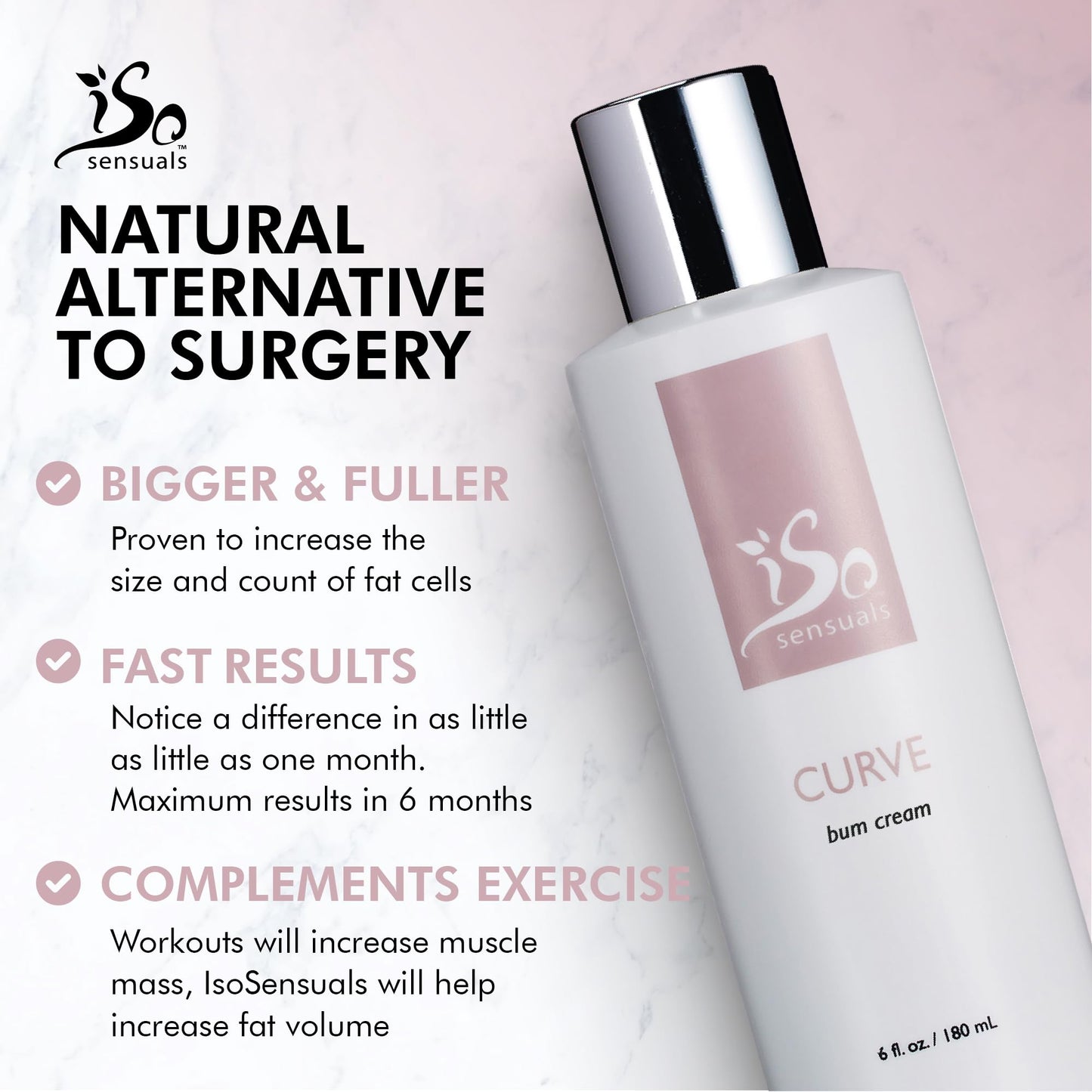 IsoSensuals CURVE Butt Enhancement Cream – Natural Growth & Fuller Curves for Women & Men | 2 Month Supply