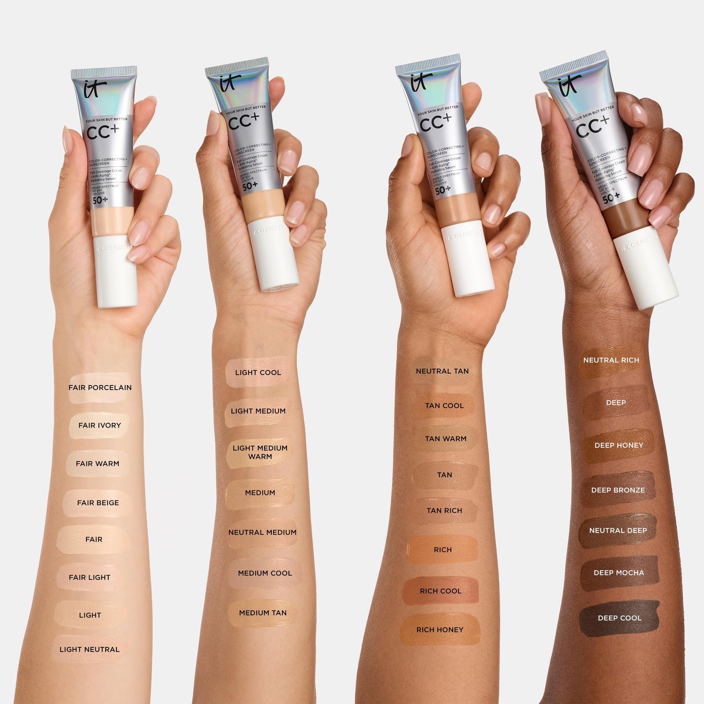 IT Cosmetics CC+ Cream Travel Deep Mocha – SPF 50+ Full Coverage Foundation & Anti-Aging Serum