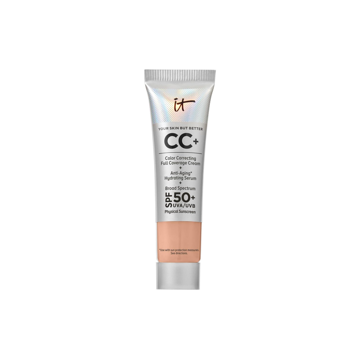 IT Cosmetics CC+ Cream Travel (Medium Cool) – SPF 50+ Full Coverage Foundation with Anti-Aging Serum | 0.4 fl oz