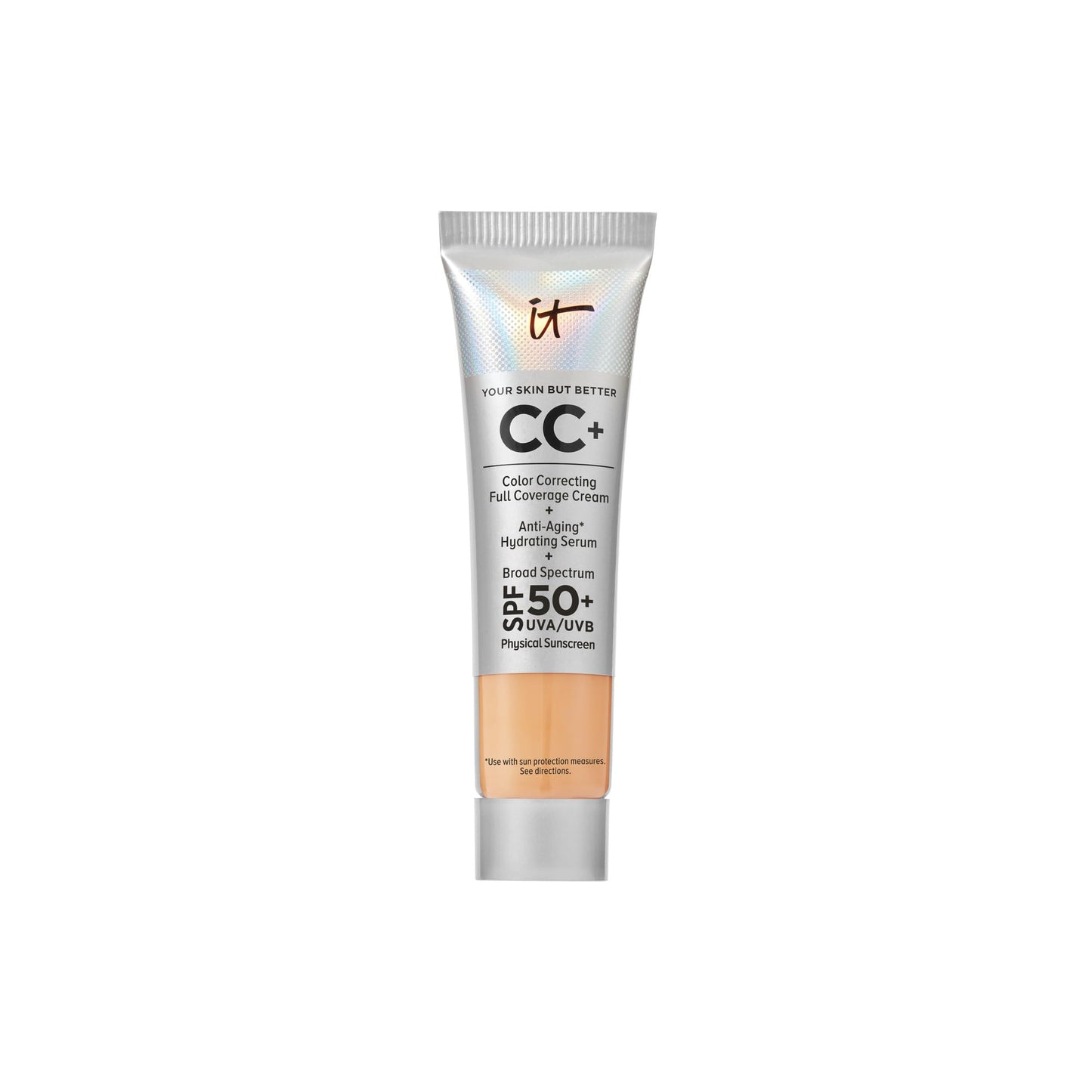 IT Cosmetics CC+ Cream Travel (Medium Tan) — SPF 50+ Full Coverage Foundation & Hydrating Anti-Aging Serum