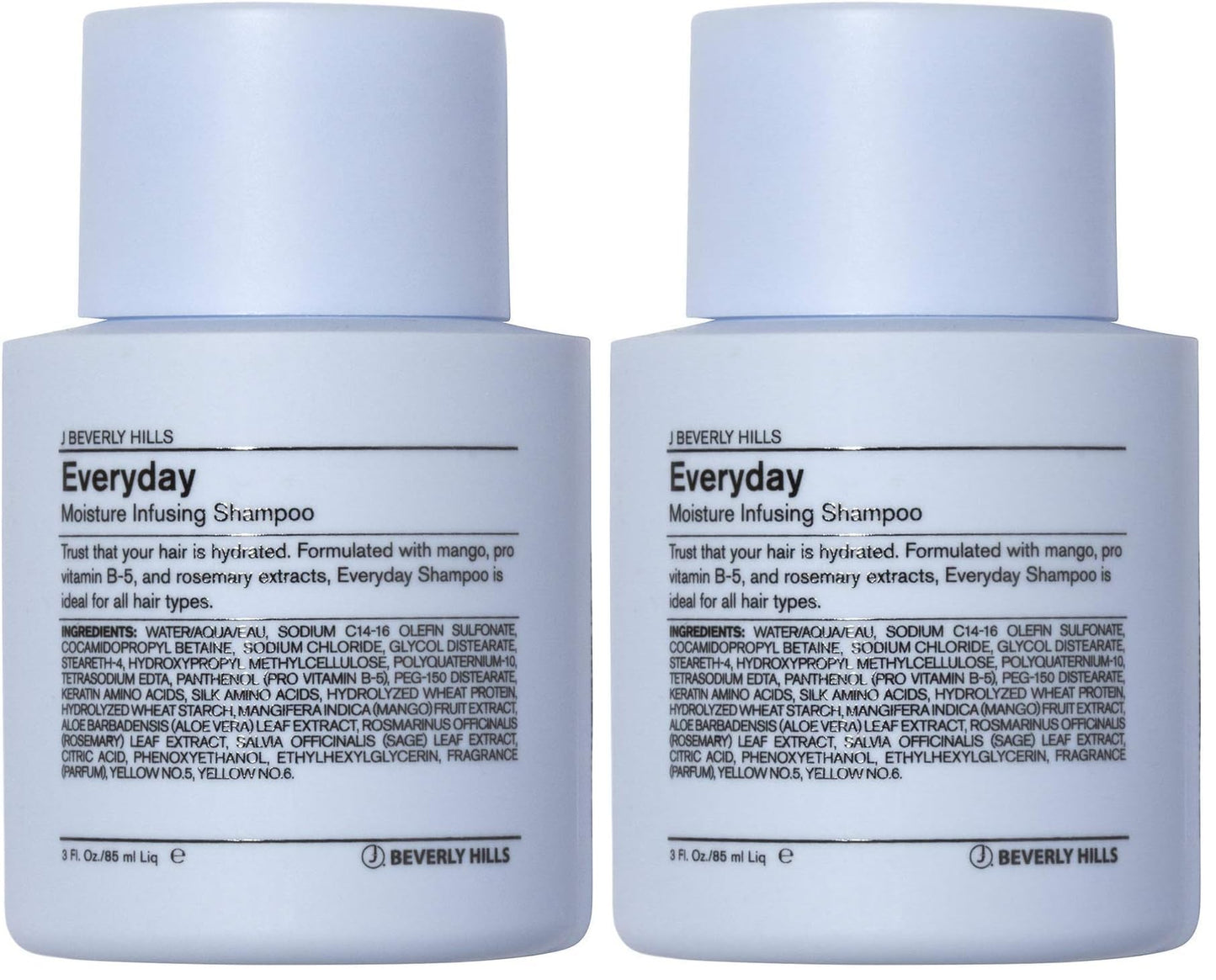 J Beverly Hills Blue Everyday Moisturizing Shampoo with Eucalyptus Oil – Hydration for All Hair Types (Pack of 2, 3 oz)