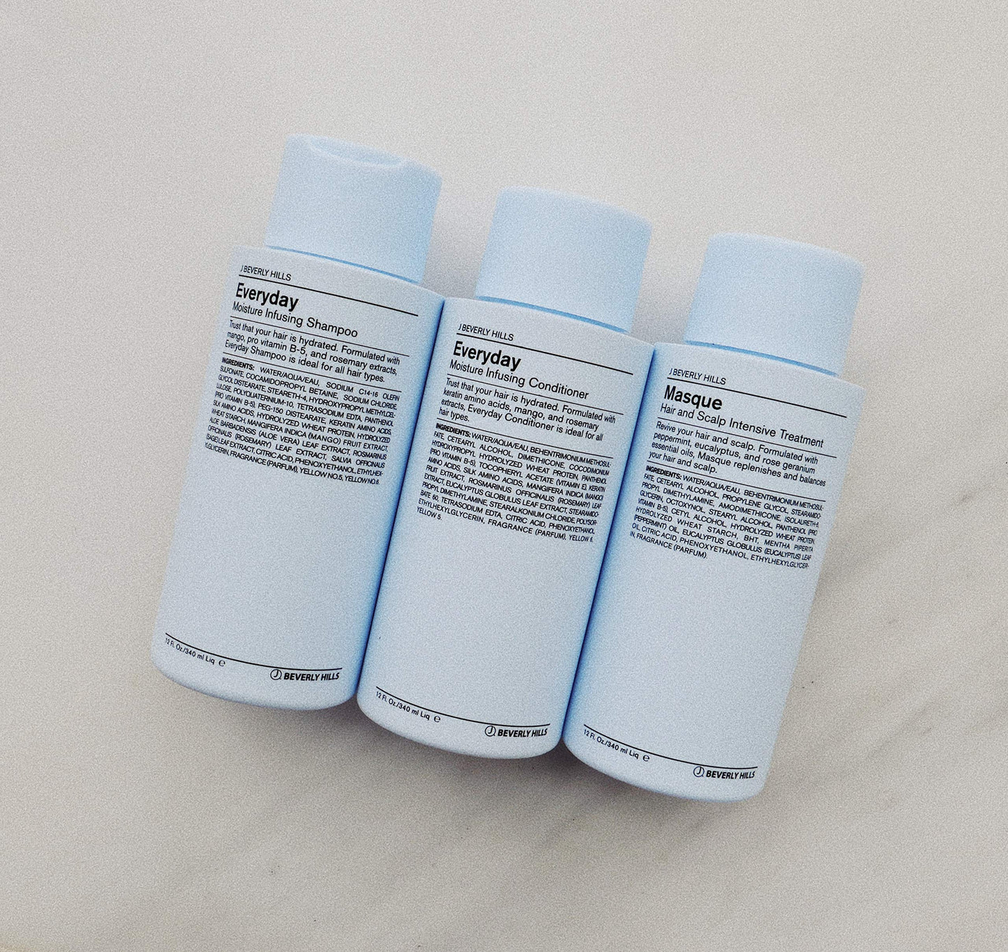 J Beverly Hills Blue Everyday Moisturizing Shampoo with Eucalyptus Oil – Hydration for All Hair Types (Pack of 2, 3 oz)
