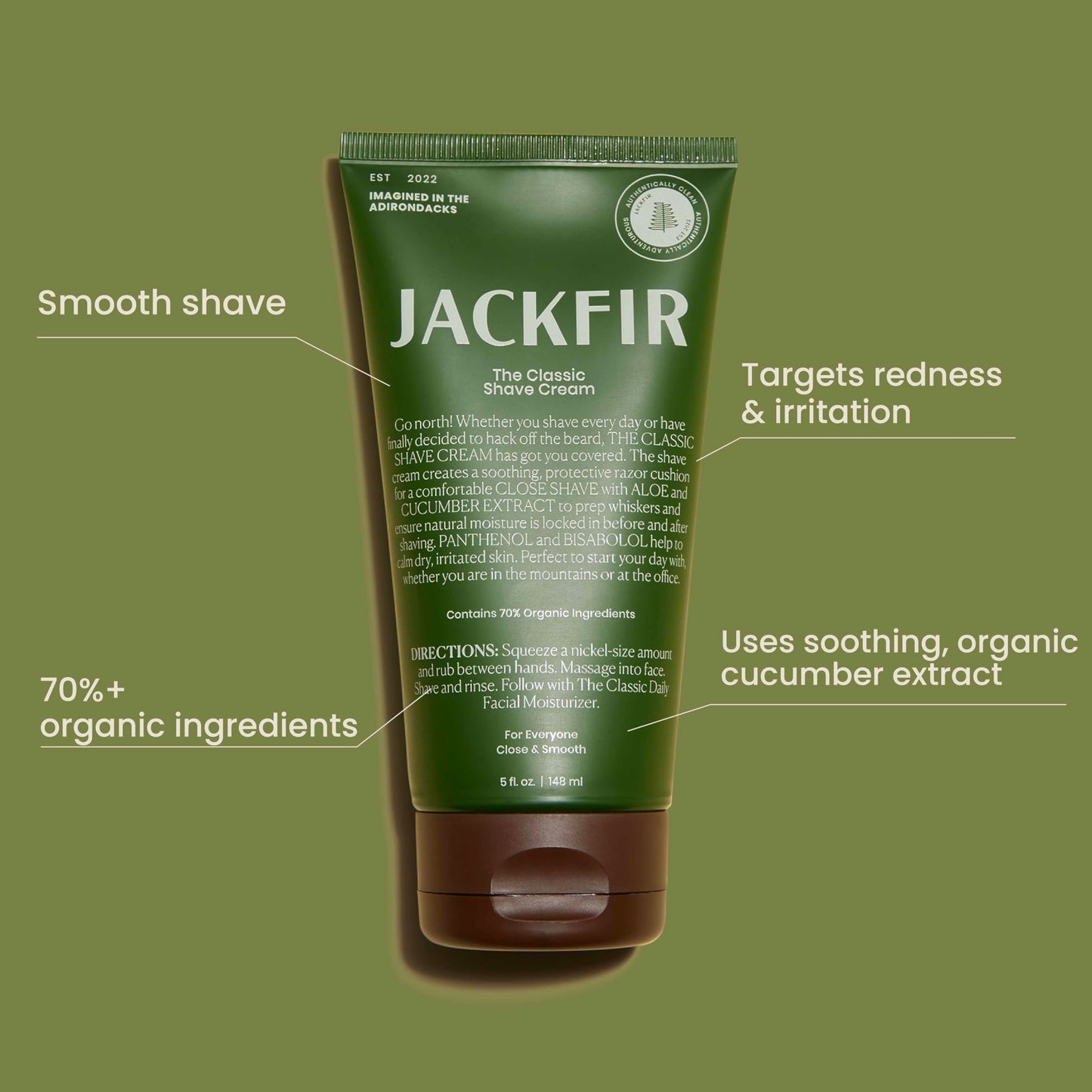 Jackfir Classic Shave Cream – Hydrating Aloe & Cucumber, EWG Verified